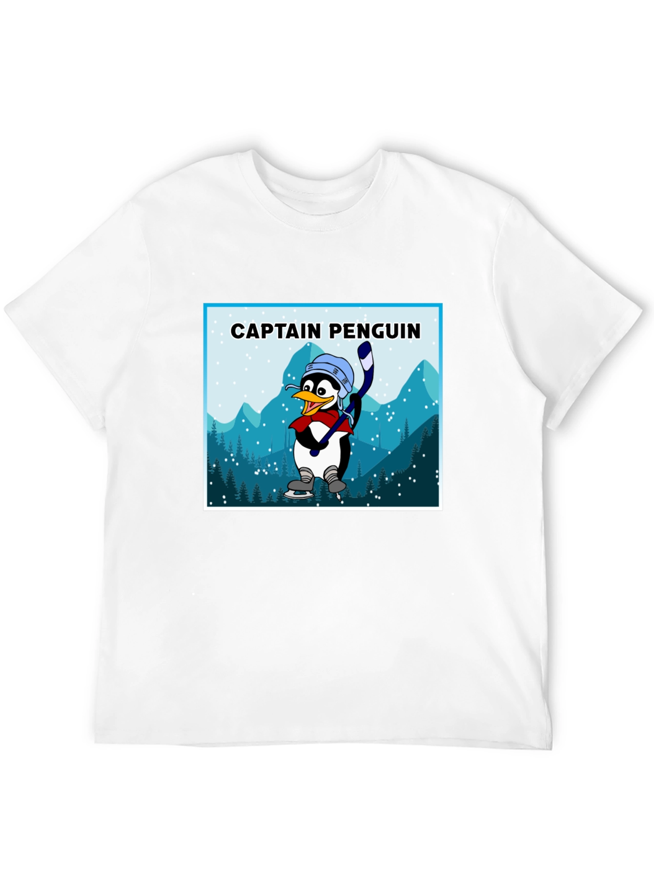Captain Penguin Graphic Tee - Black Cotton T-Shirt