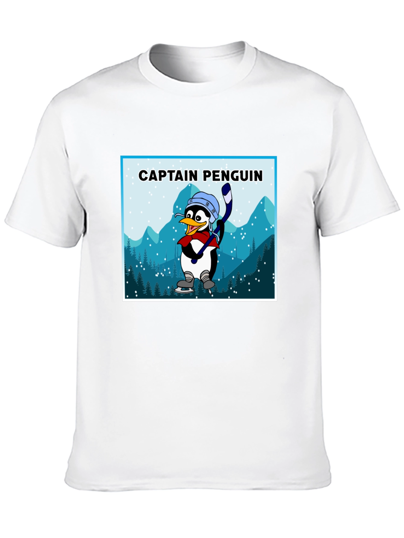 Captain Penguin Graphic Tee - Black Cotton T-Shirt