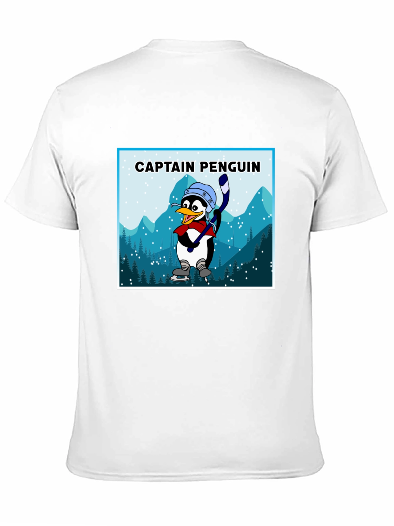 Captain Penguin Graphic Tee - Black Cotton T-Shirt