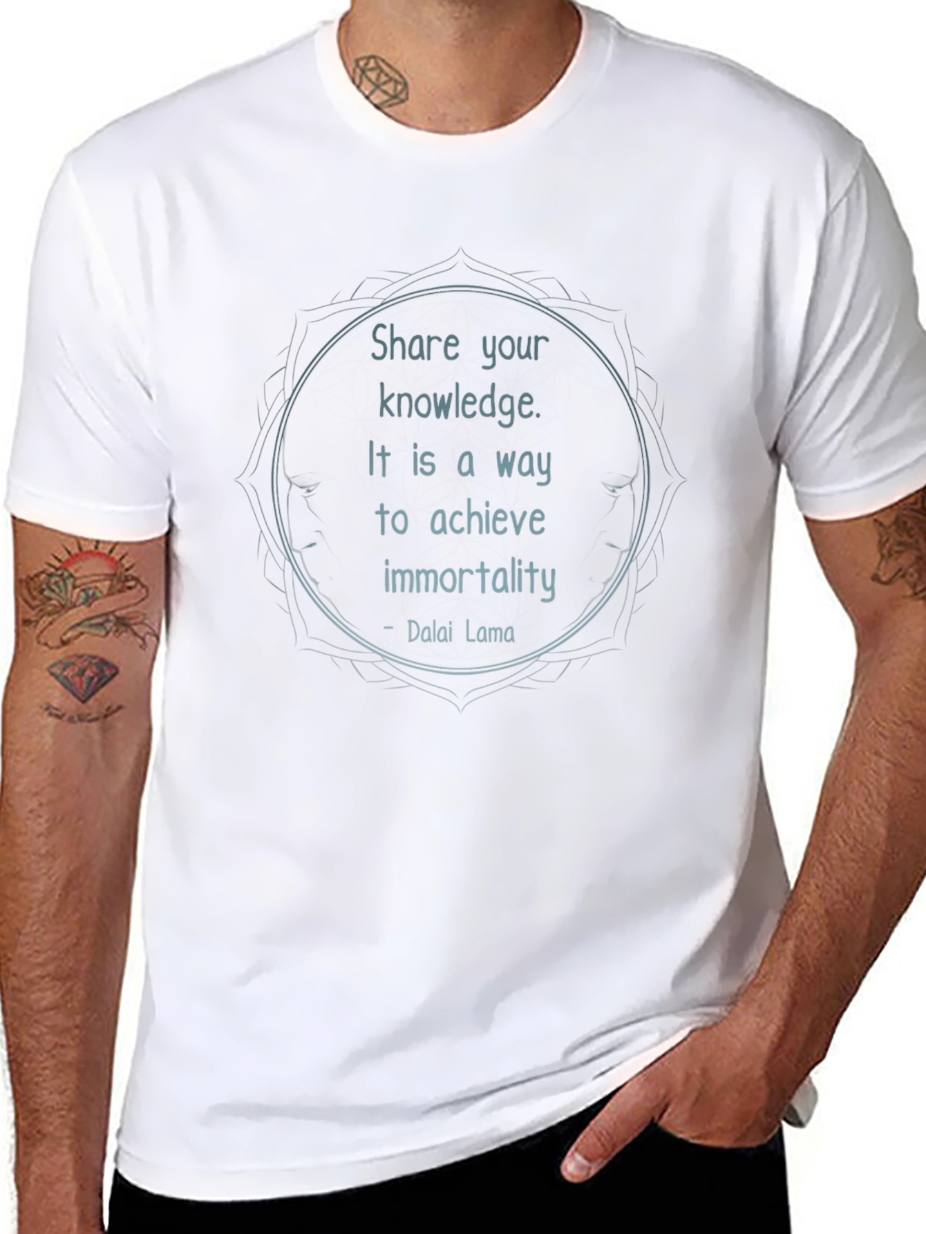 Share Knowledge Black T-Shirt - Dalai Lama Quote
