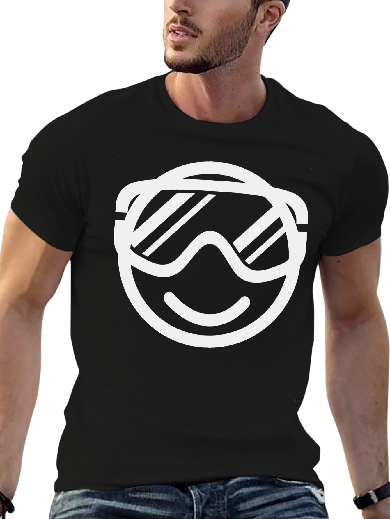Cool Emoji Ski Goggles T-Shirt - Black