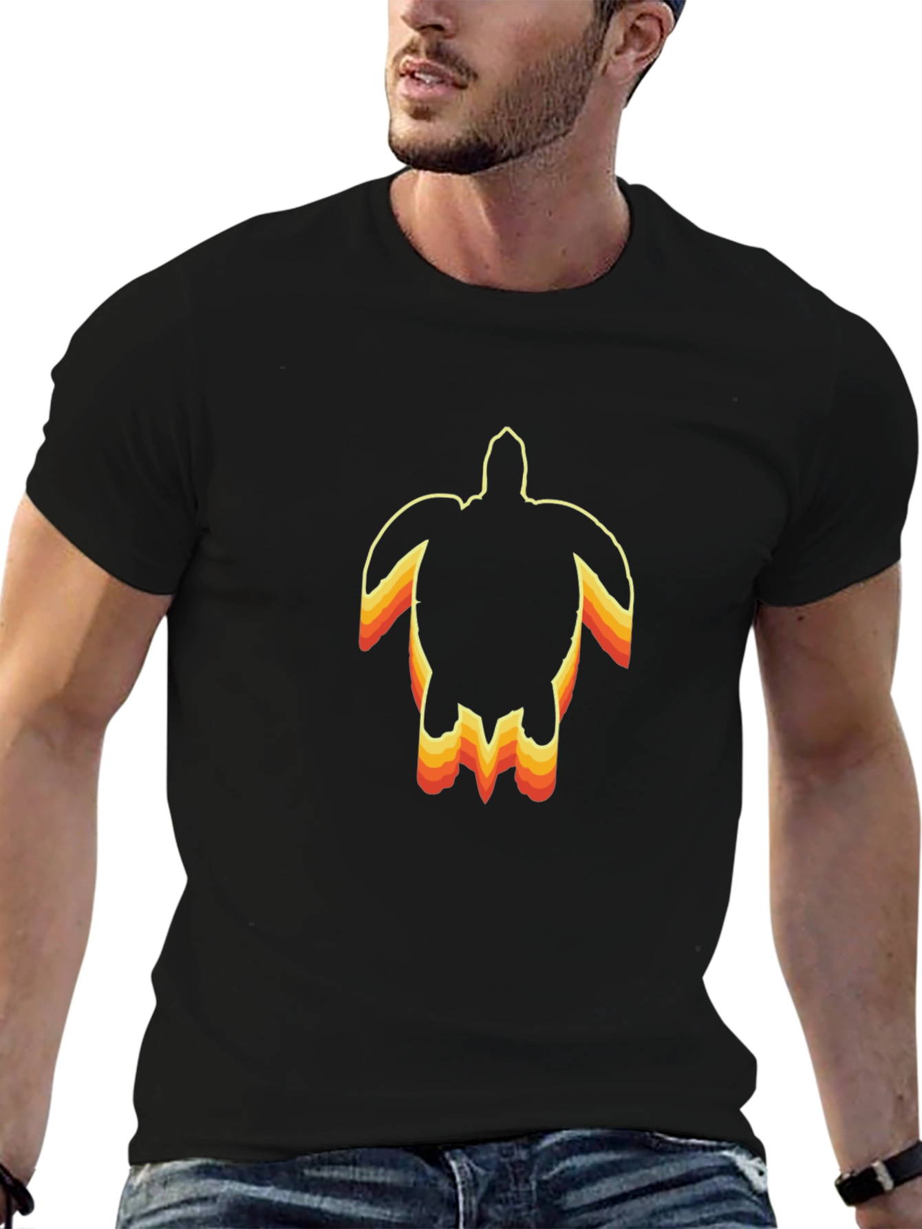 Retro Turtle Graphic Tee - Black