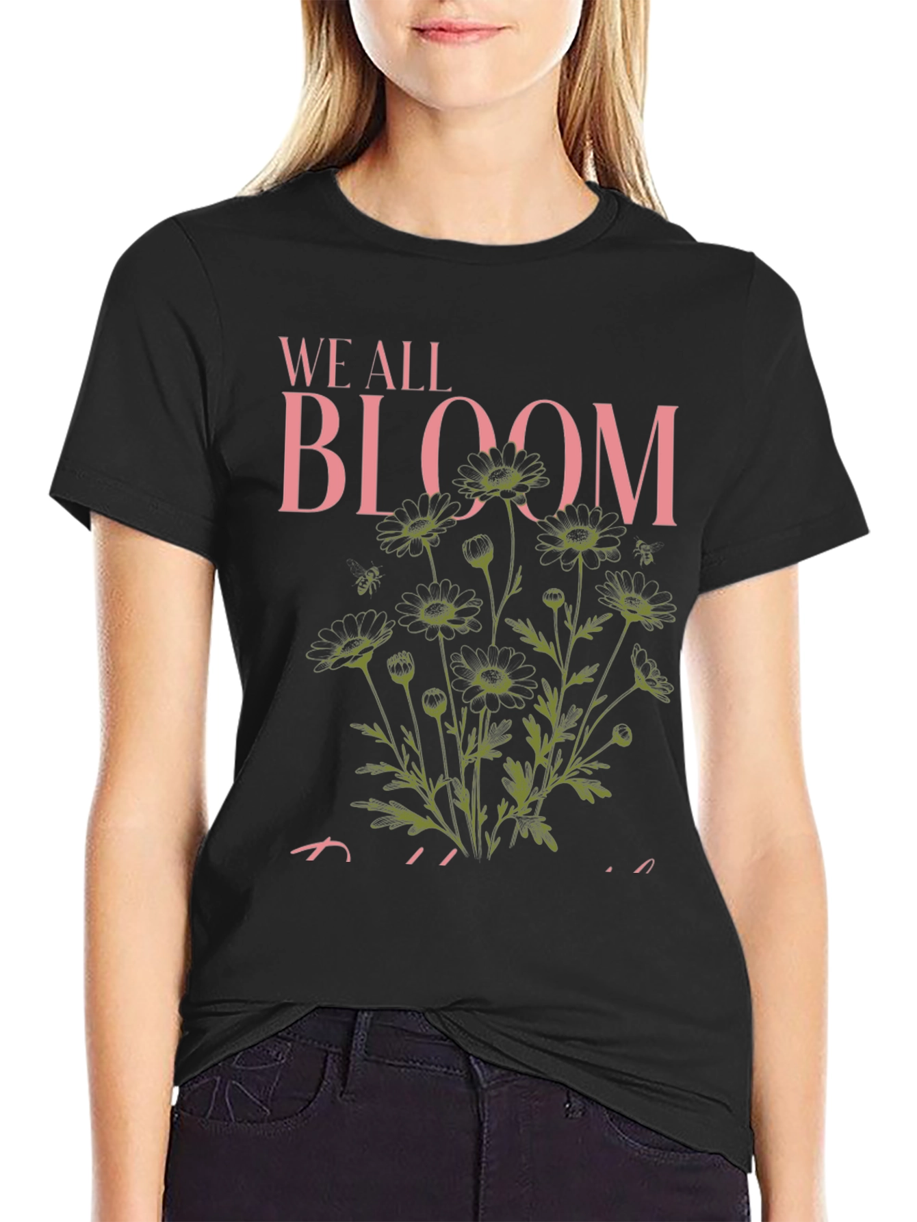 We All Bloom Black Graphic Tee