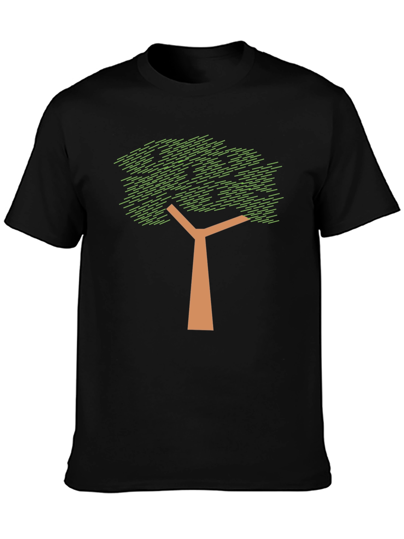 Geometric Tree Graphic Print T-Shirt - Black