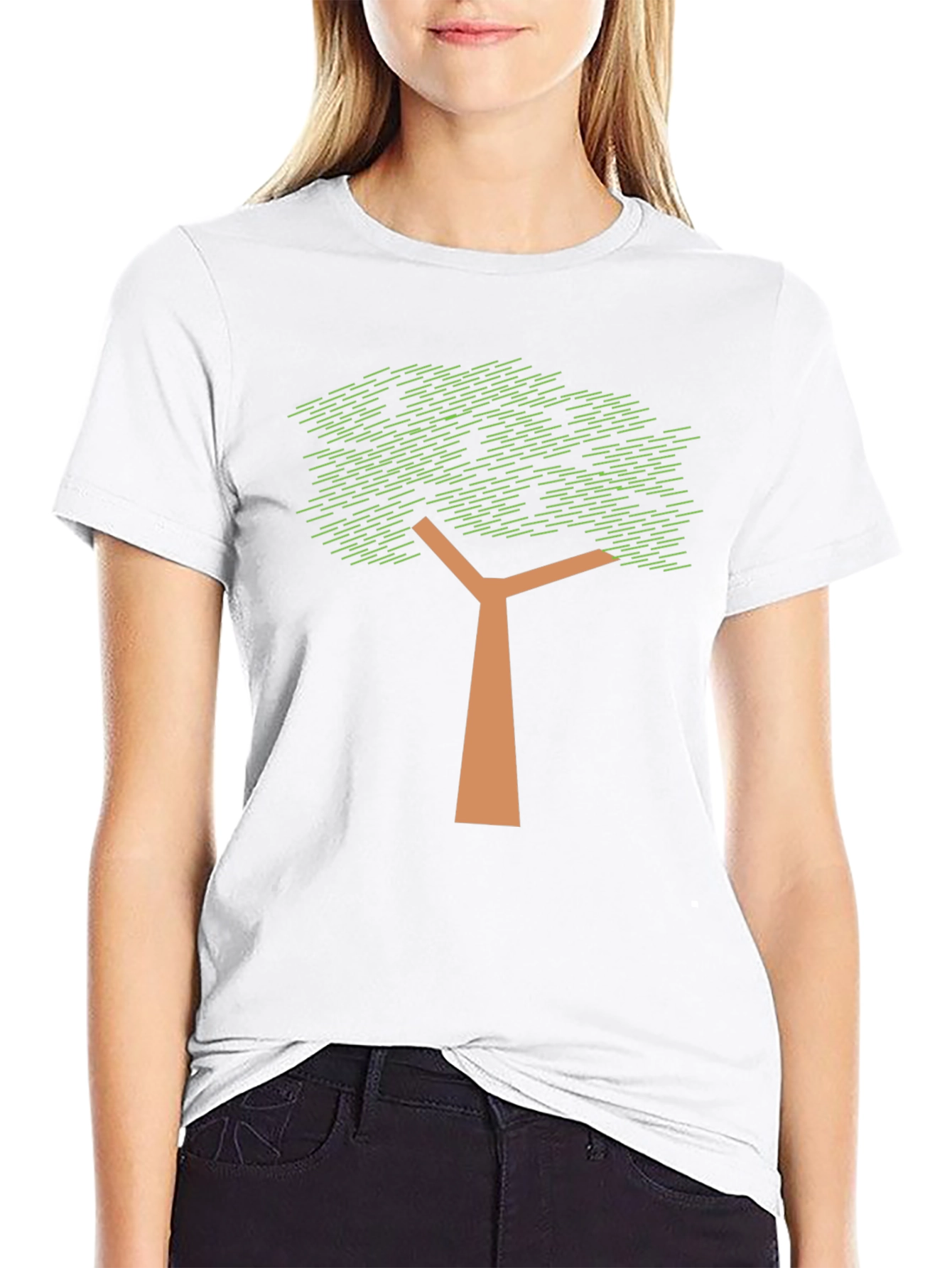 Geometric Tree Graphic Print T-Shirt - Black