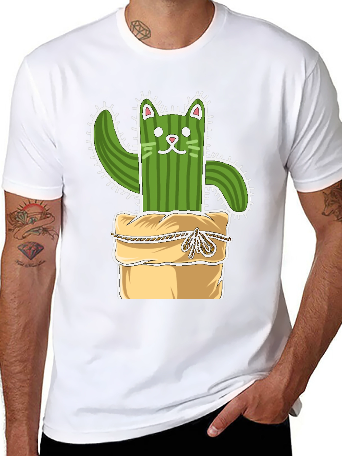 Cactus Cat T-Shirt - Whimsical Plant Lover Tee