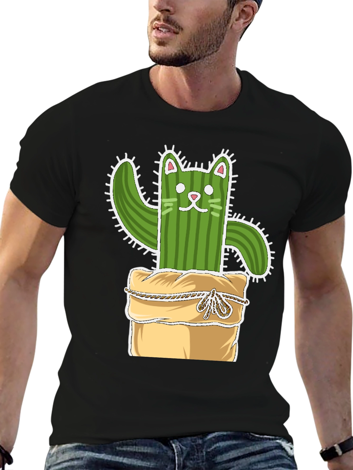 Cactus Cat T-Shirt - Whimsical Plant Lover Tee