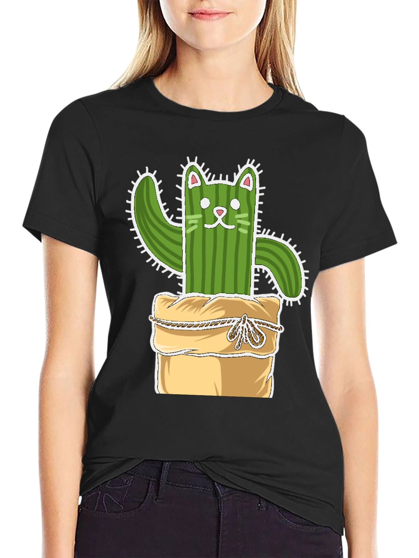Cactus Cat T-Shirt - Whimsical Plant Lover Tee