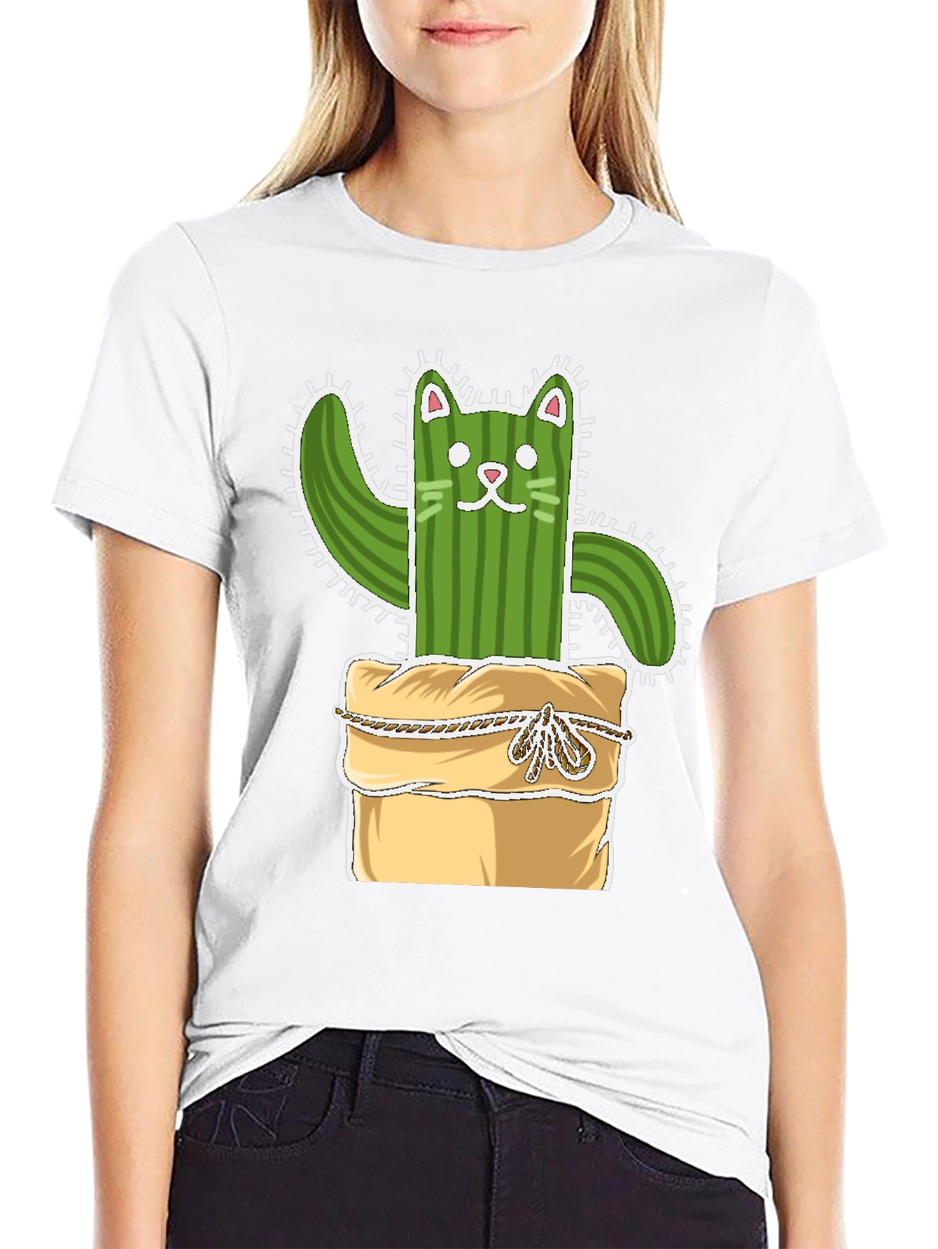 Cactus Cat T-Shirt - Whimsical Plant Lover Tee