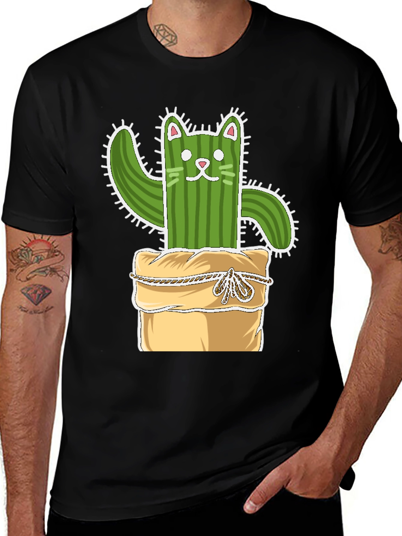 Cactus Cat T-Shirt - Whimsical Plant Lover Tee