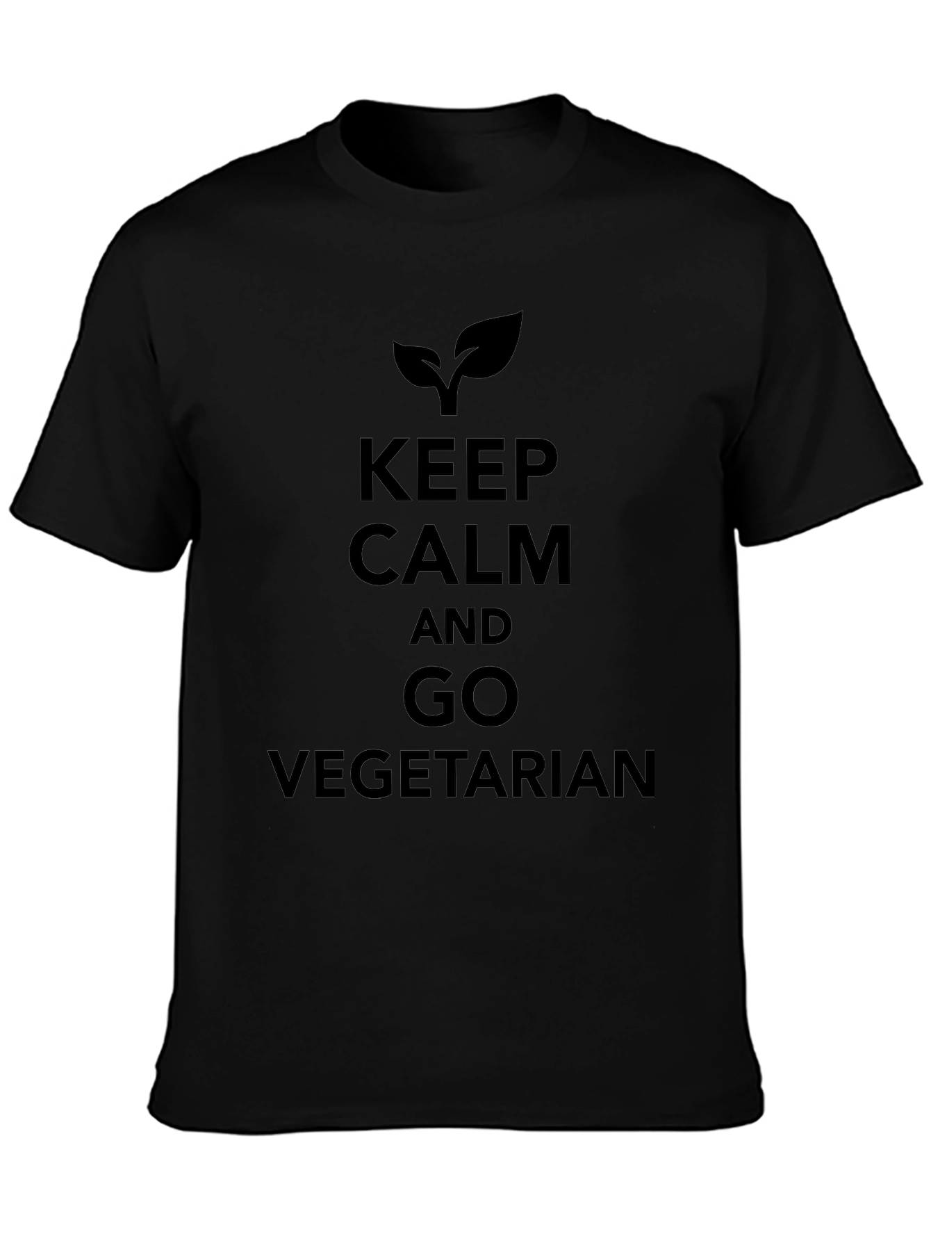 Keep Calm Go Vegetarian Black T-Shirt