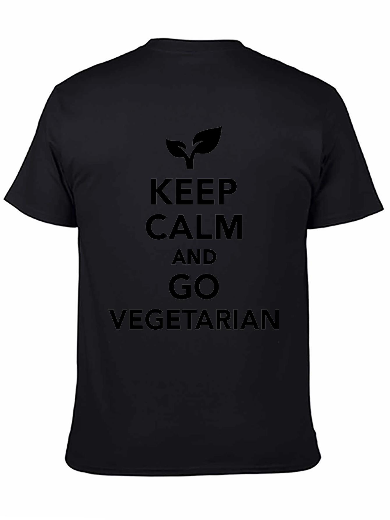Keep Calm Go Vegetarian Black T-Shirt