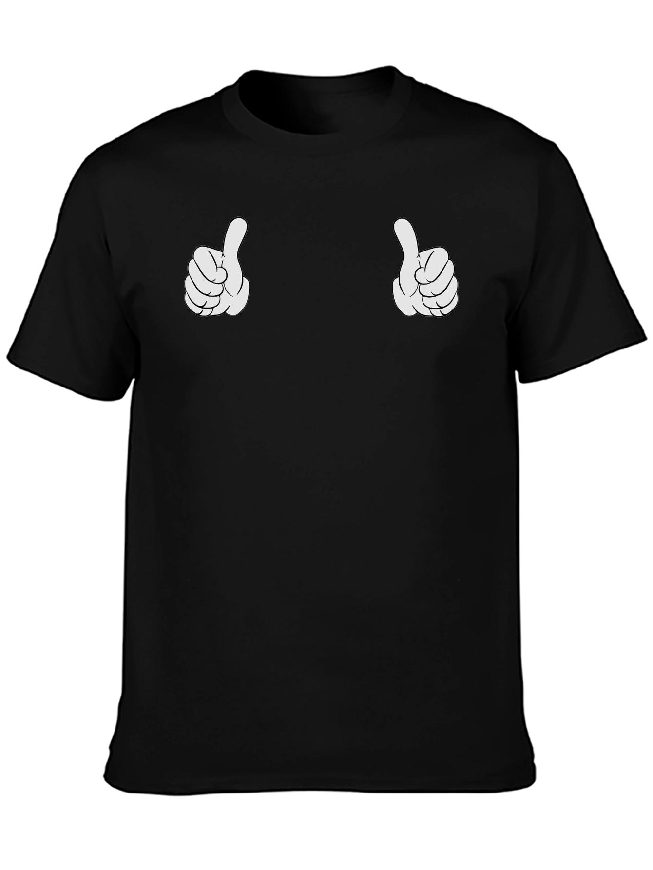 Thumbs Up Graphic Tee - Black Cotton T-Shirt