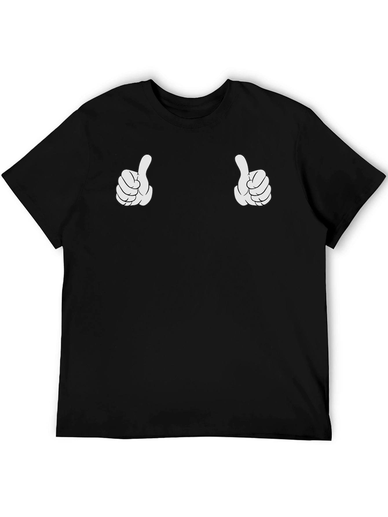 Thumbs Up Graphic Tee - Black Cotton T-Shirt