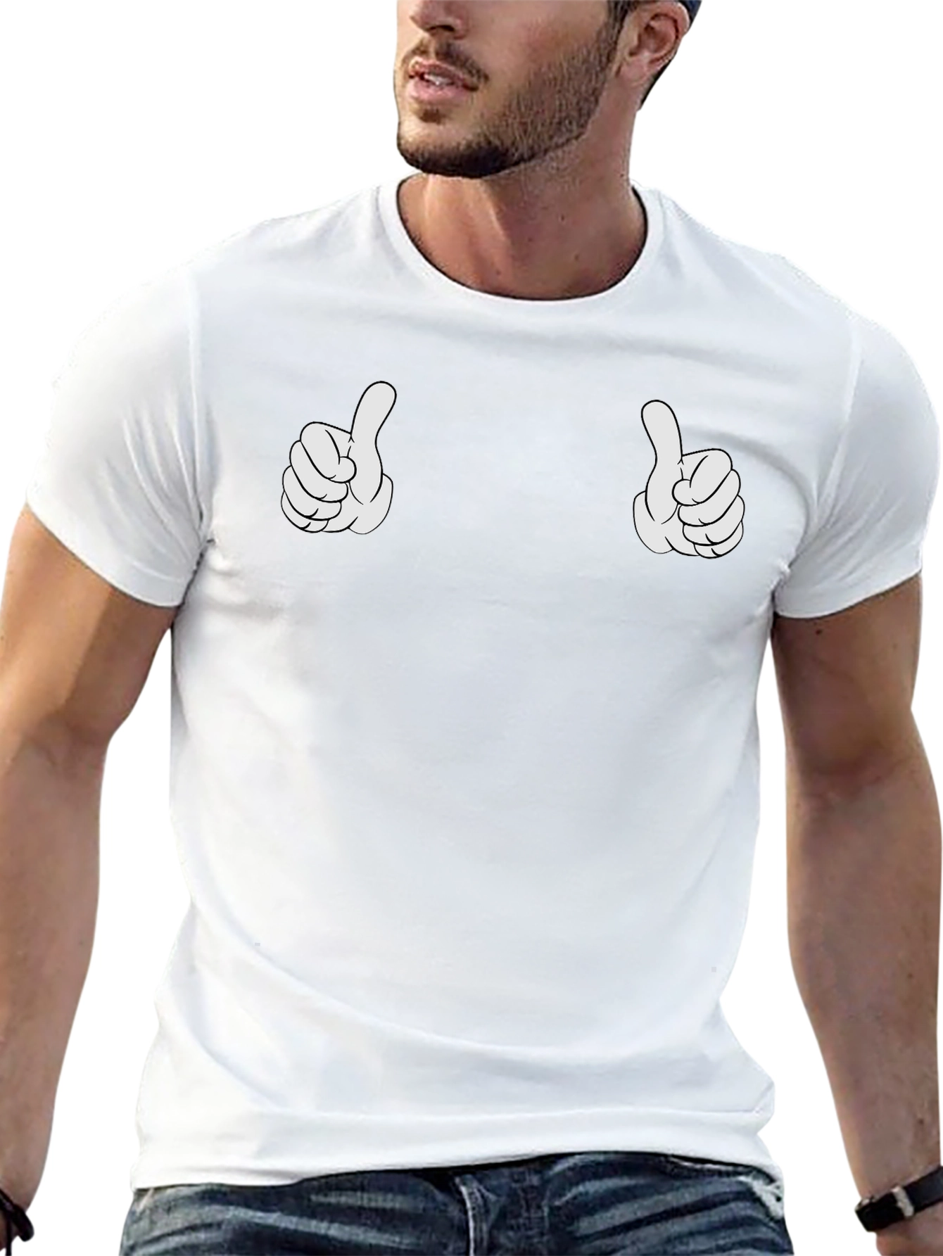 Thumbs Up Graphic Tee - Black Cotton T-Shirt