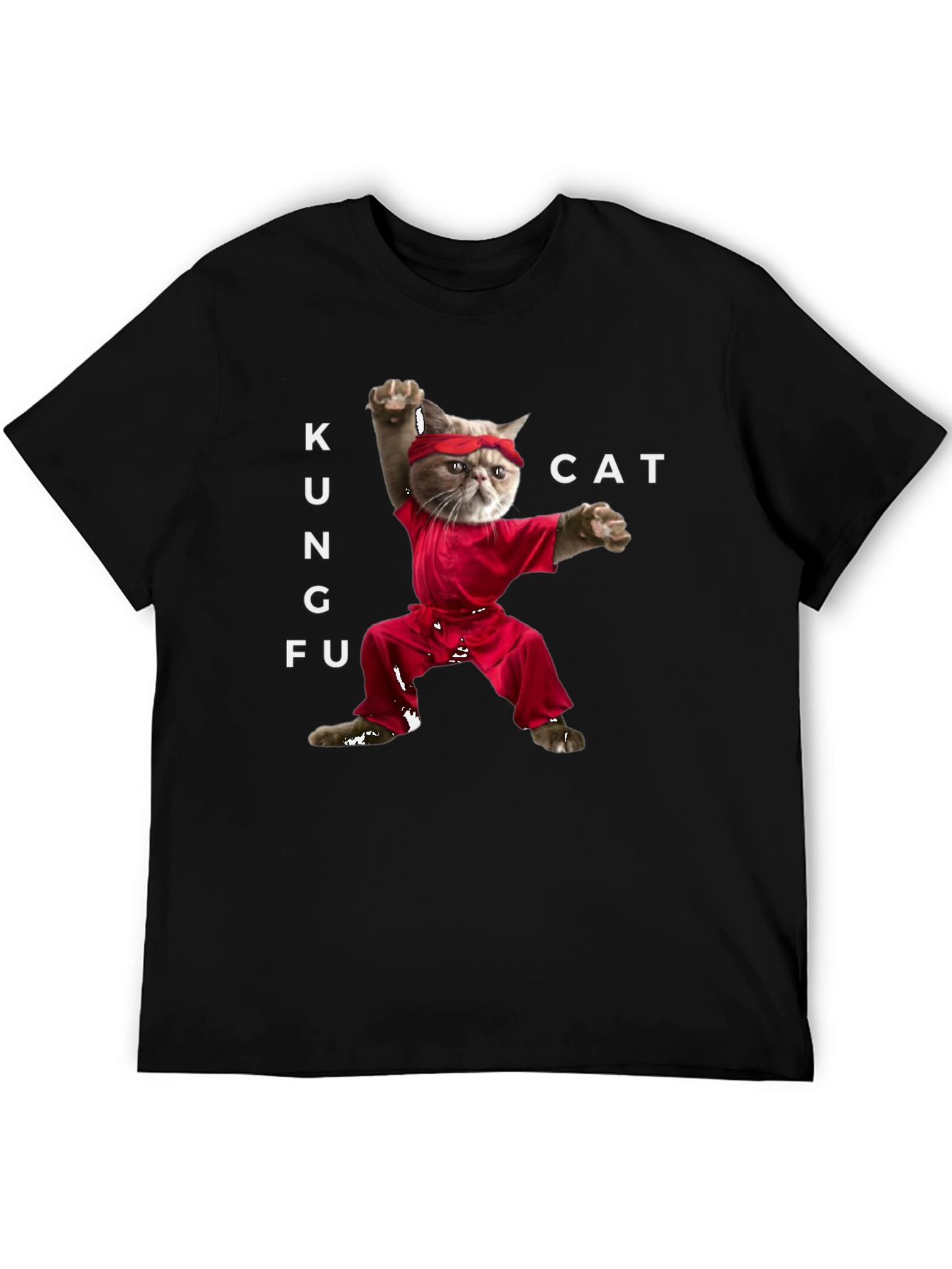 Kung Fu Cat Graphic T-Shirt - Novelty Tee