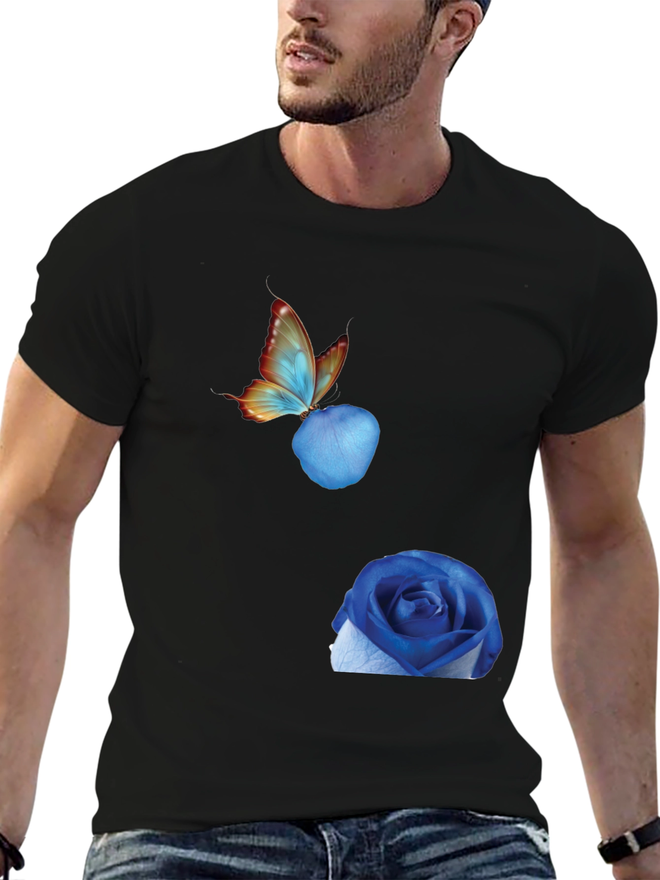 Butterfly & Blue Rose Graphic Tee