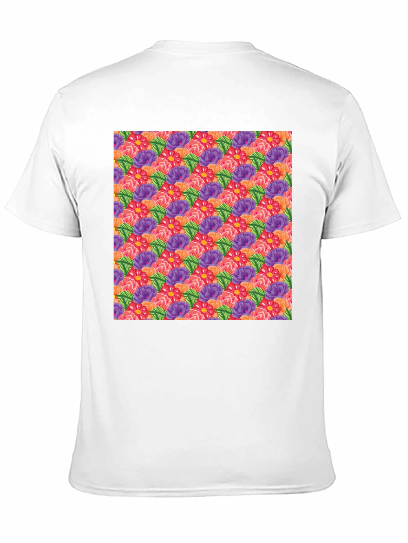 Floral Pattern Mens Black T-Shirt