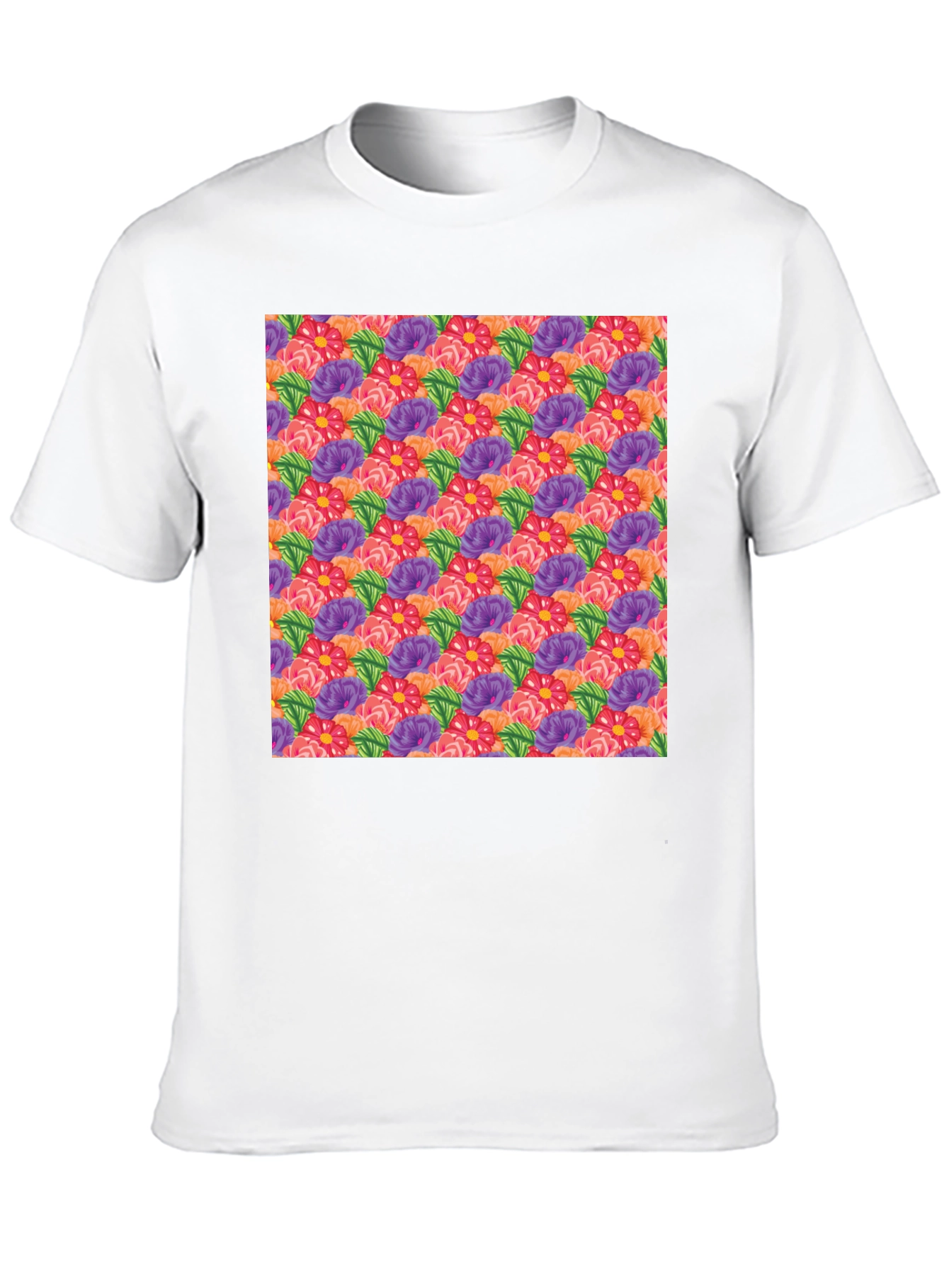 Floral Pattern Mens Black T-Shirt