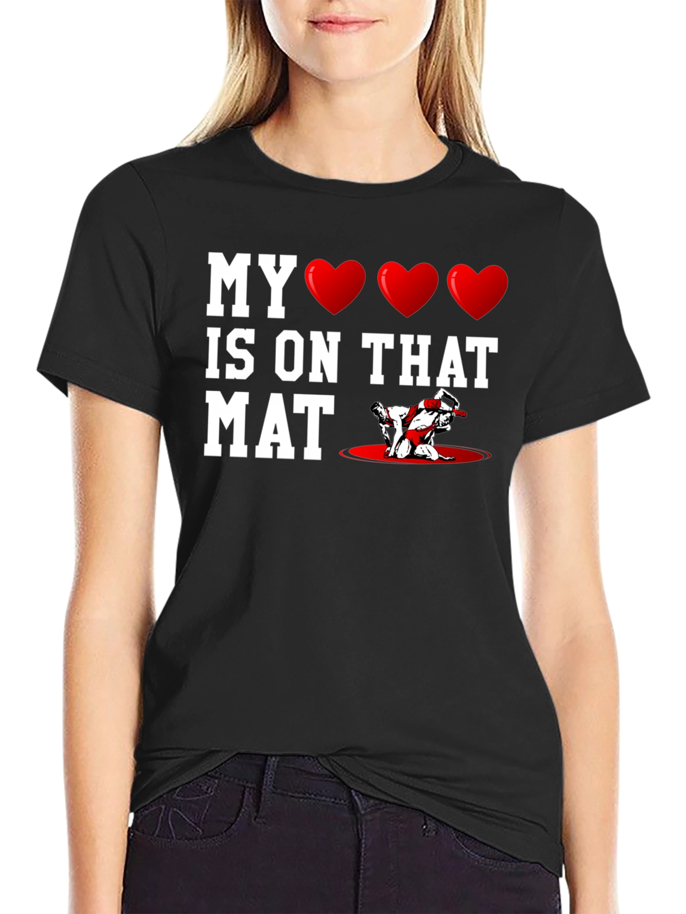My Heart Is On That Mat Wrestling Graphic Tee