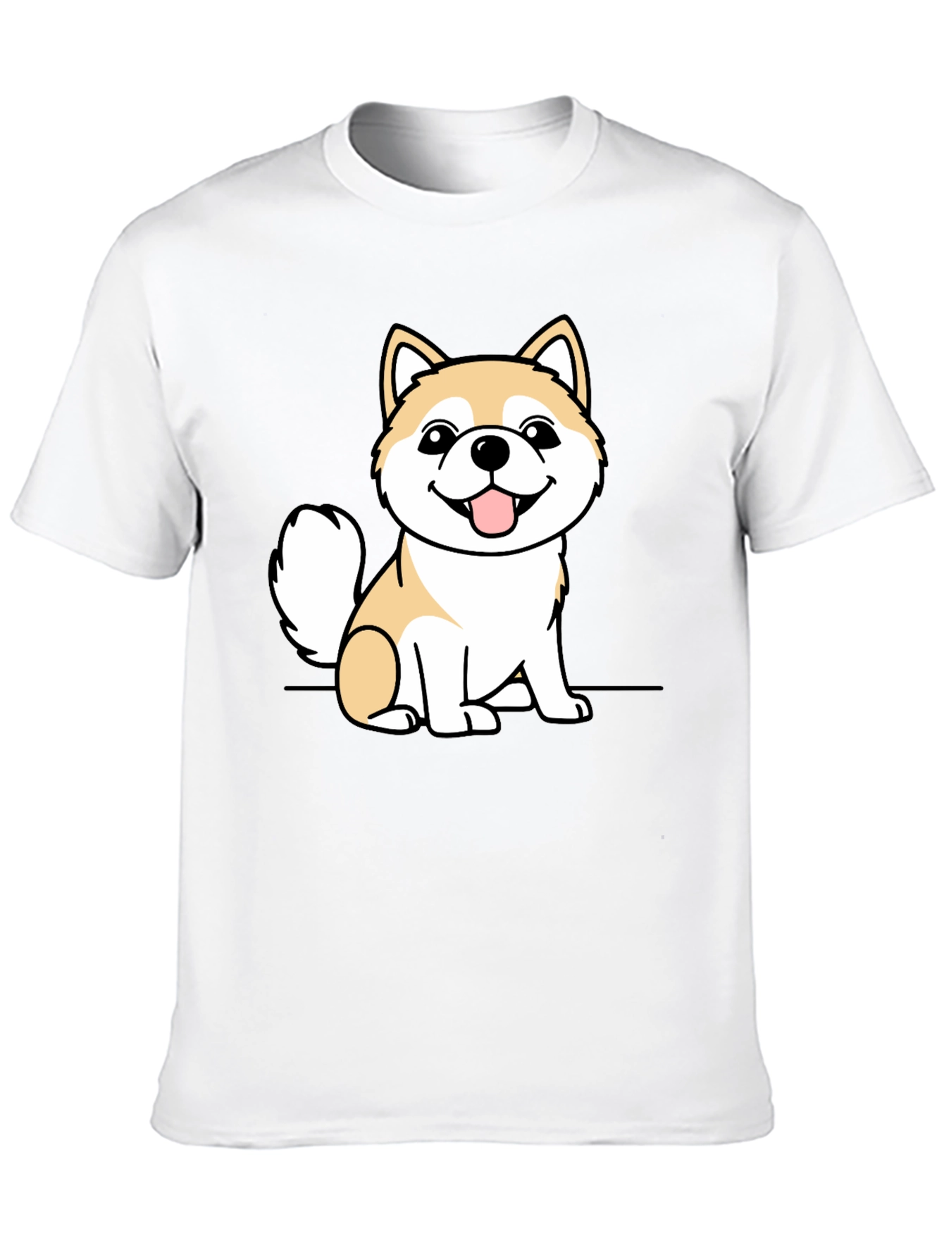 Cute Shiba Inu Dog Graphic Tee - Black