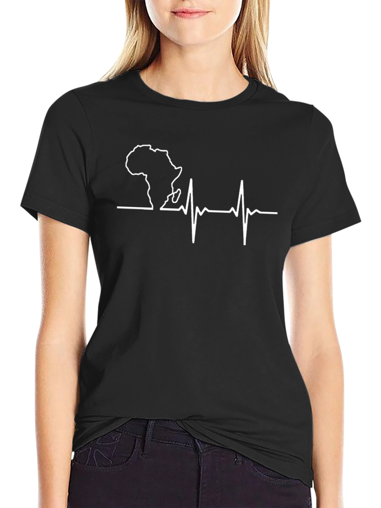 Africa Heartbeat T-Shirt - Black Cotton Tee