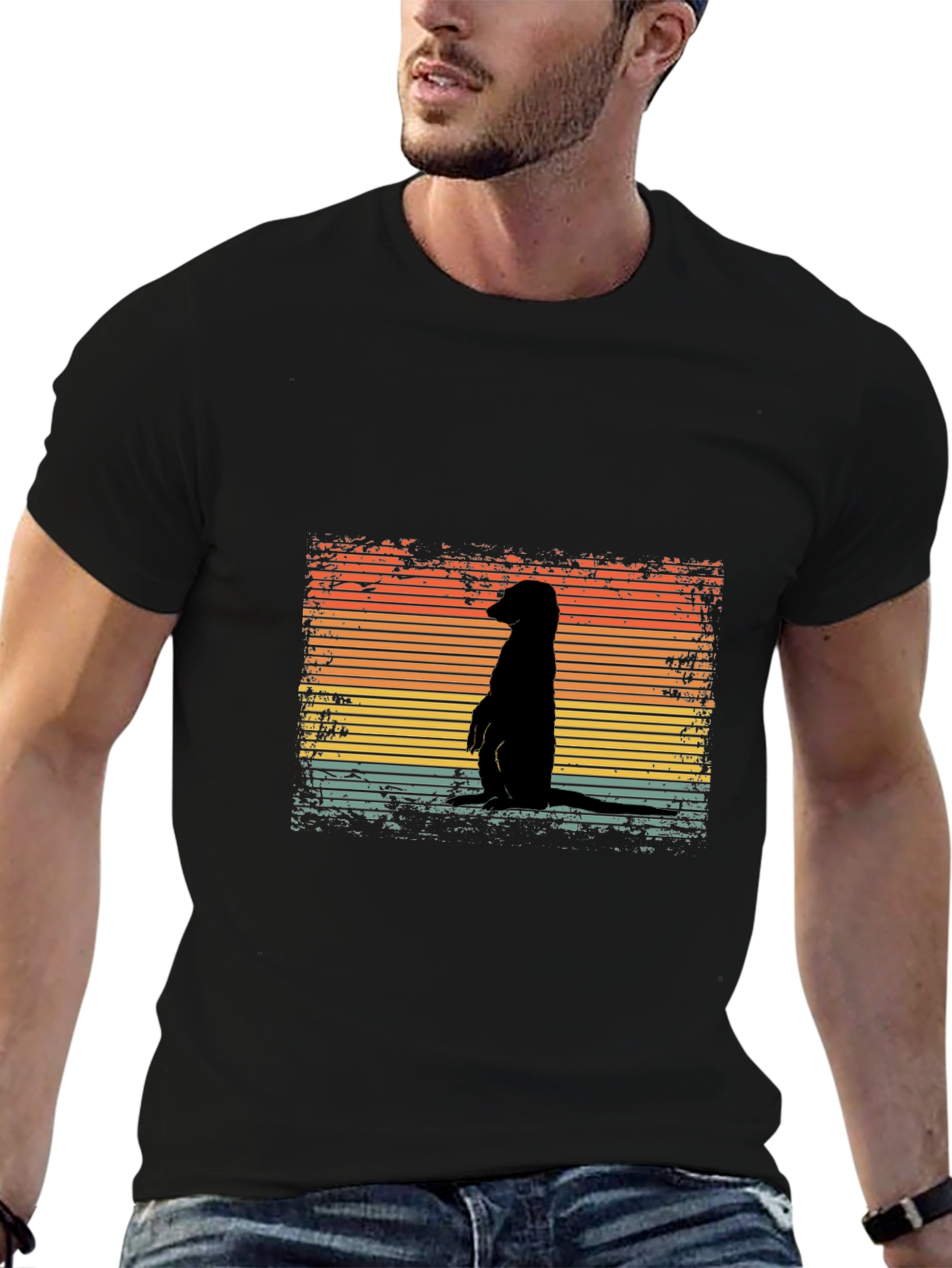 Retro Meerkat Sunset T-Shirt