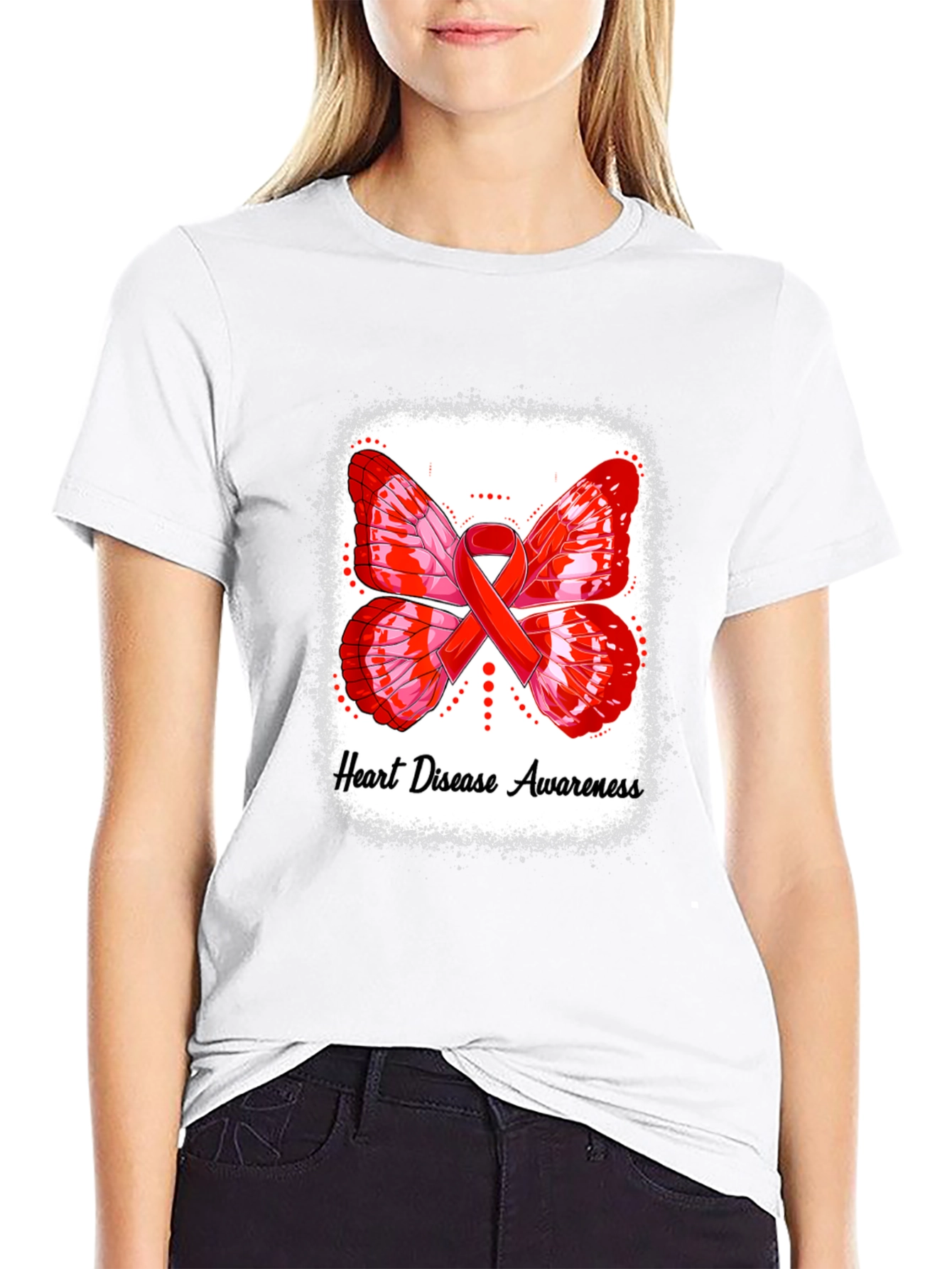 Heart Disease Awareness Butterfly Ribbon T-Shirt