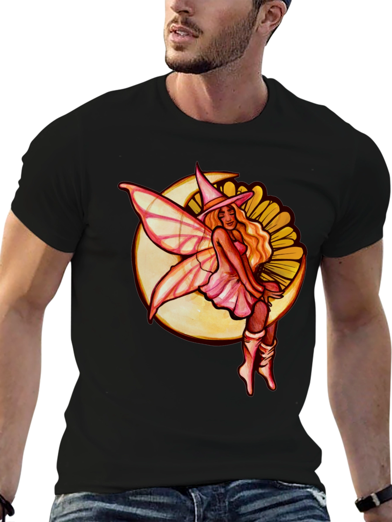 Fairy on the Moon T-Shirt - Unique Graphic Tee
