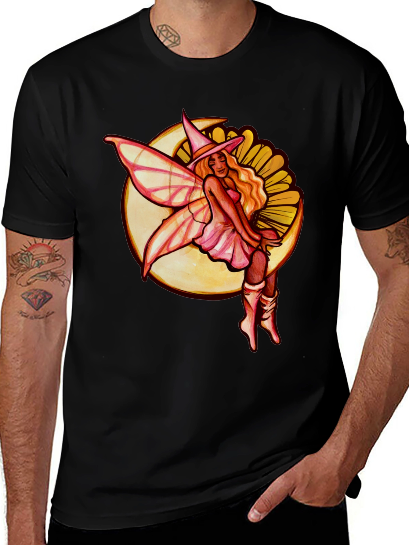 Fairy on the Moon T-Shirt - Unique Graphic Tee