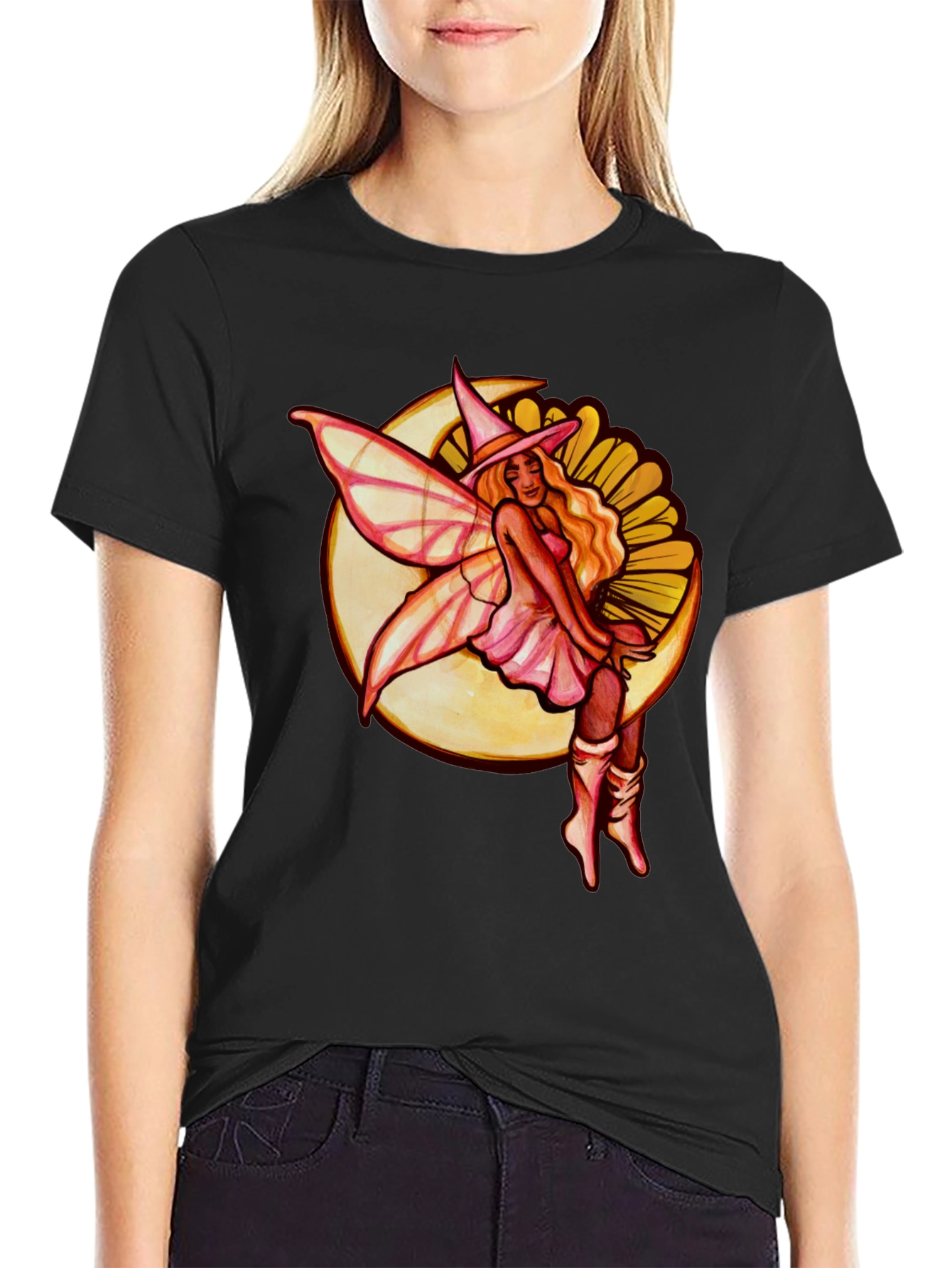 Fairy on the Moon T-Shirt - Unique Graphic Tee