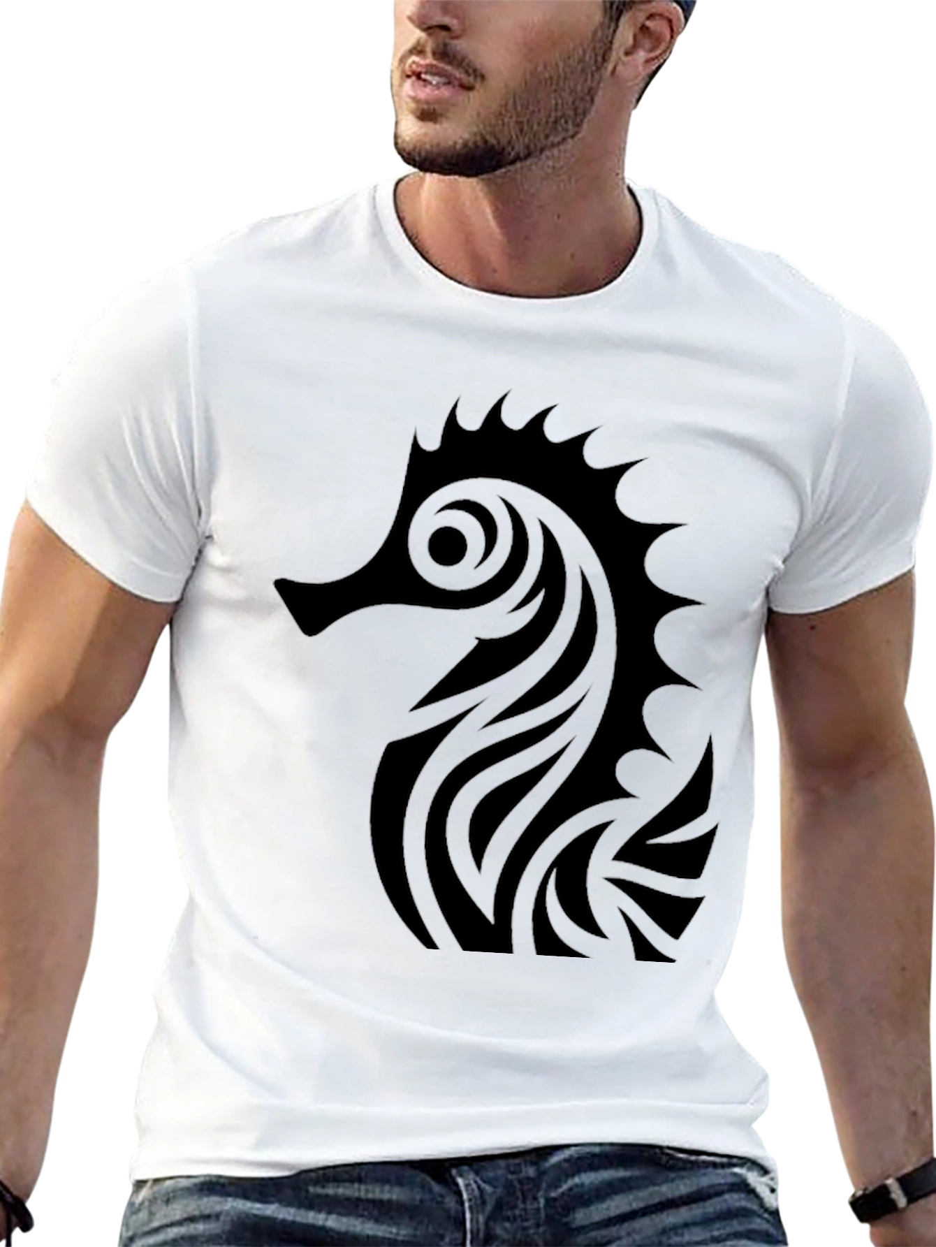 Tribal Seahorse Black T-Shirt