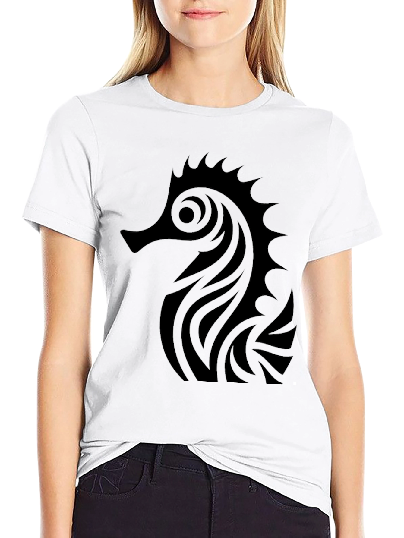 Tribal Seahorse Black T-Shirt