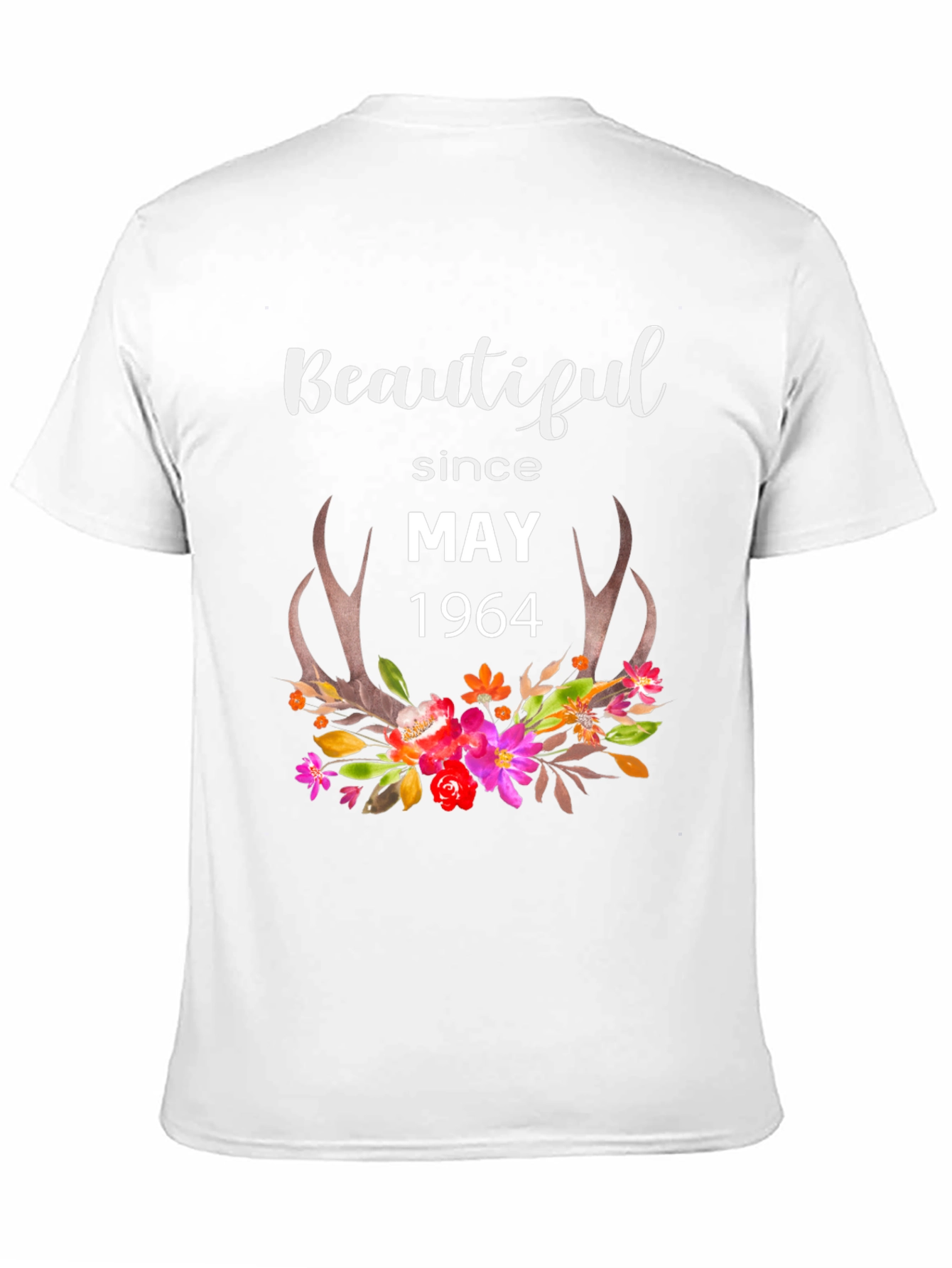 Beautiful Since May 1964 Floral Antler Graphic Tee