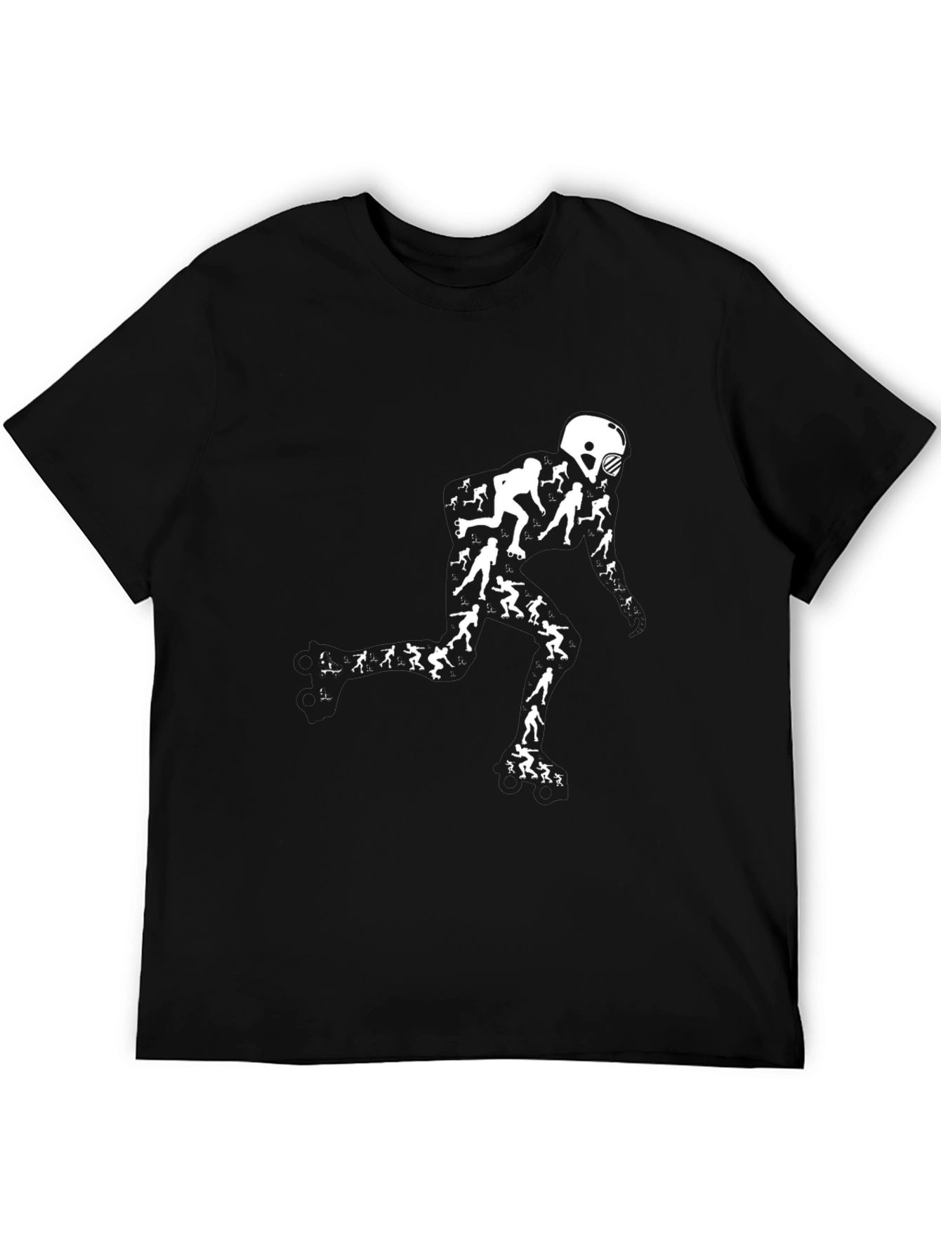 Roller Skate Enthusiast Graphic Tee - Black Cotton