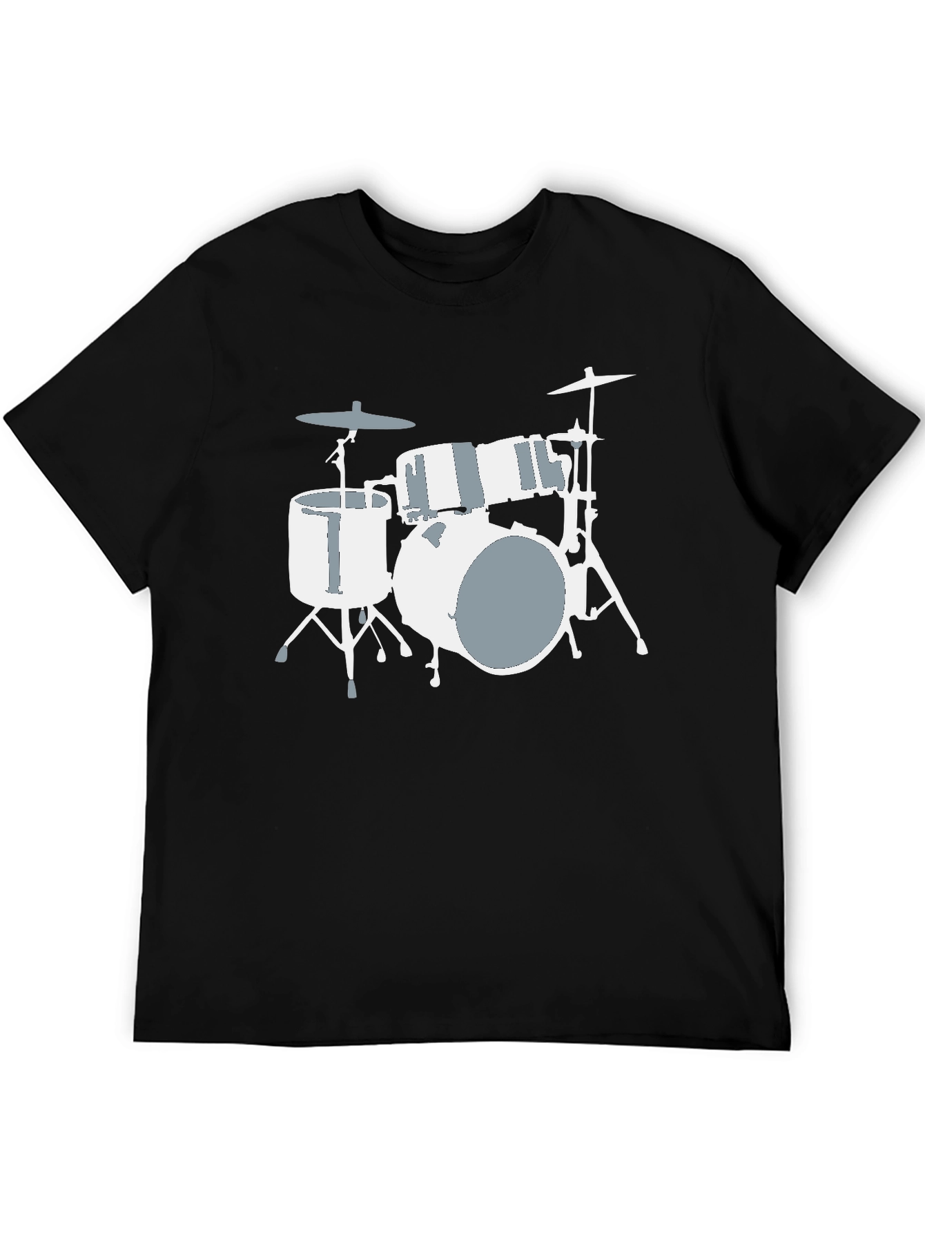 Drum Set Graphic Tee - Black Cotton T-Shirt