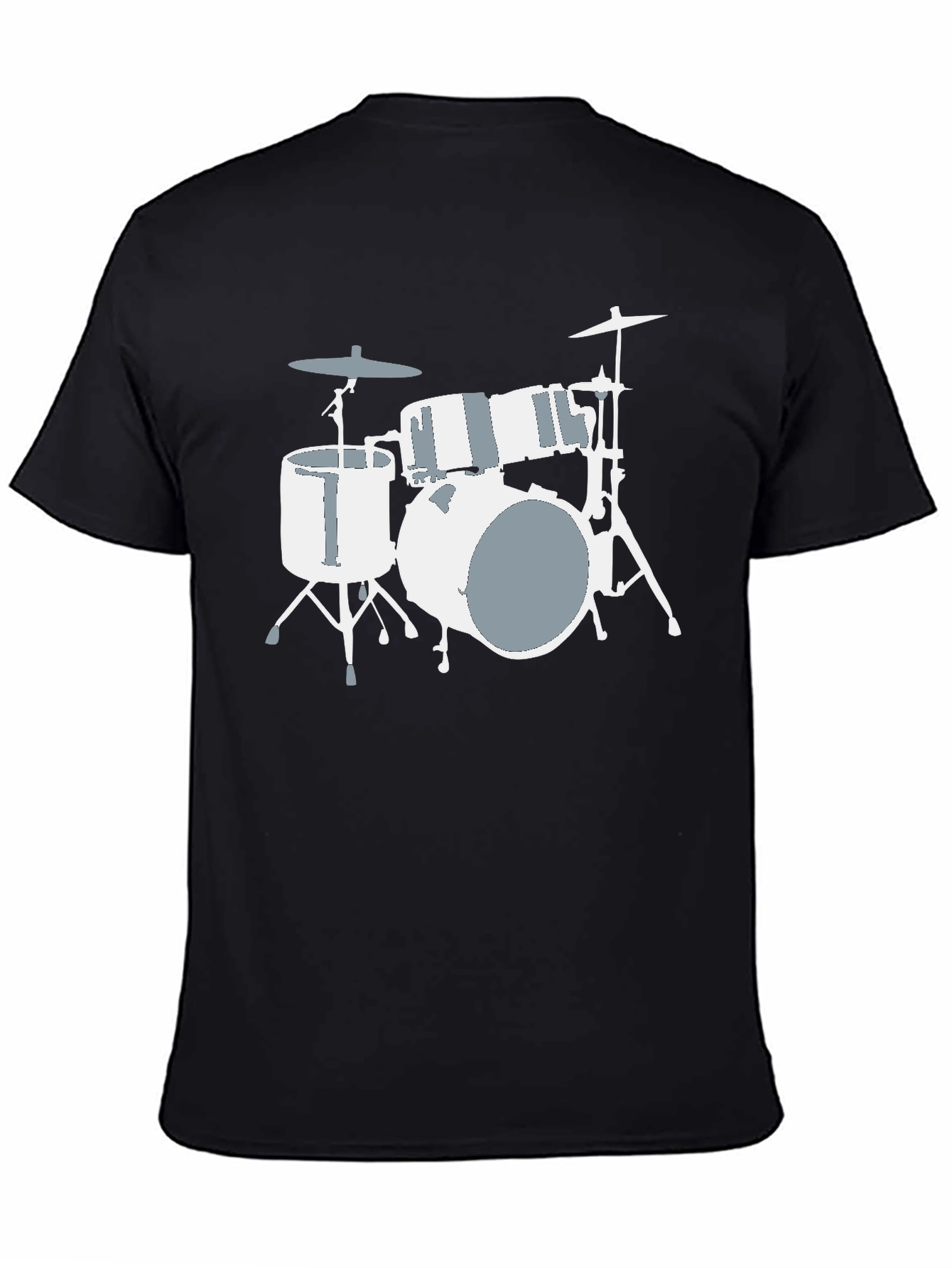 Drum Set Graphic Tee - Black Cotton T-Shirt
