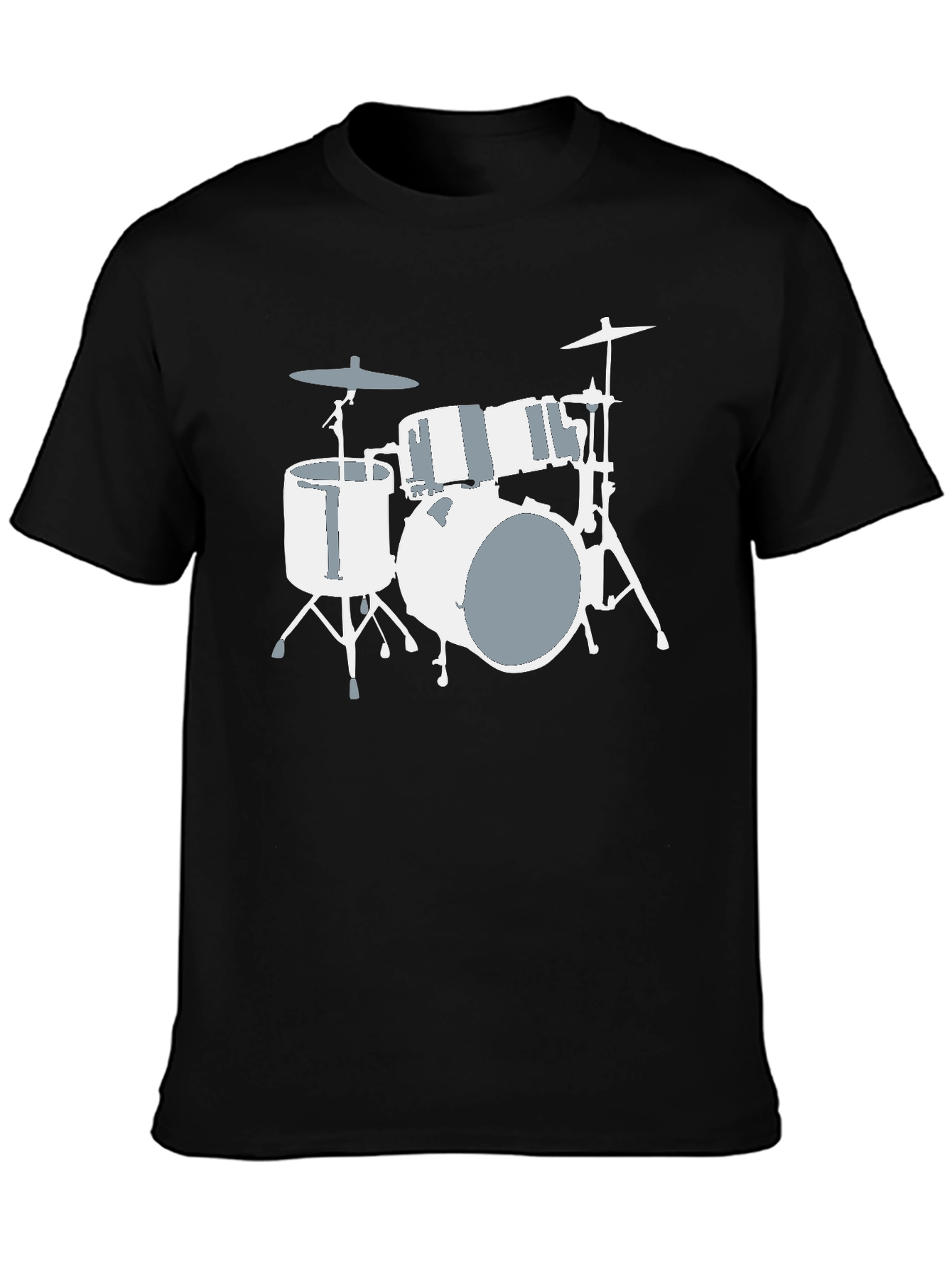 Drum Set Graphic Tee - Black Cotton T-Shirt