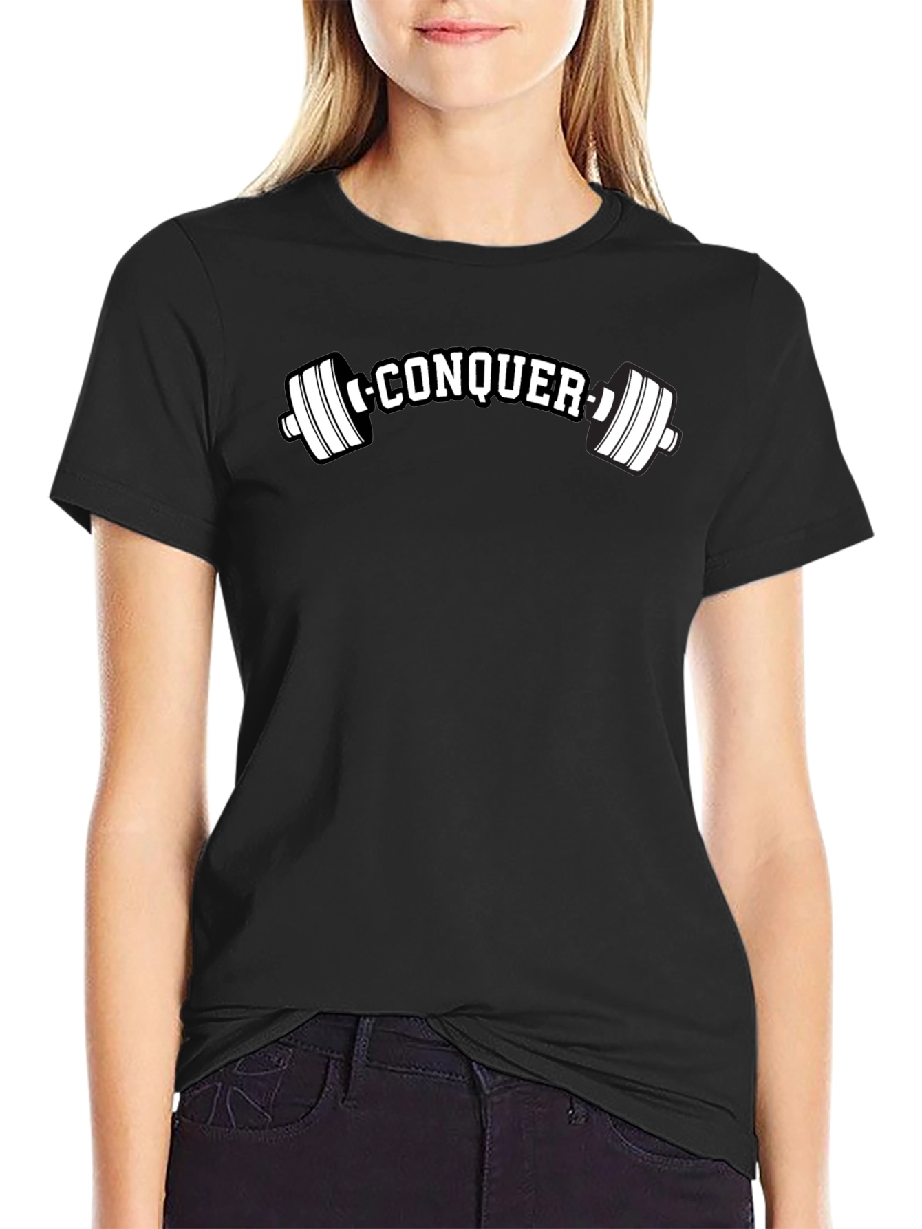 Conquer Black Graphic Tee - Fitness Apparel