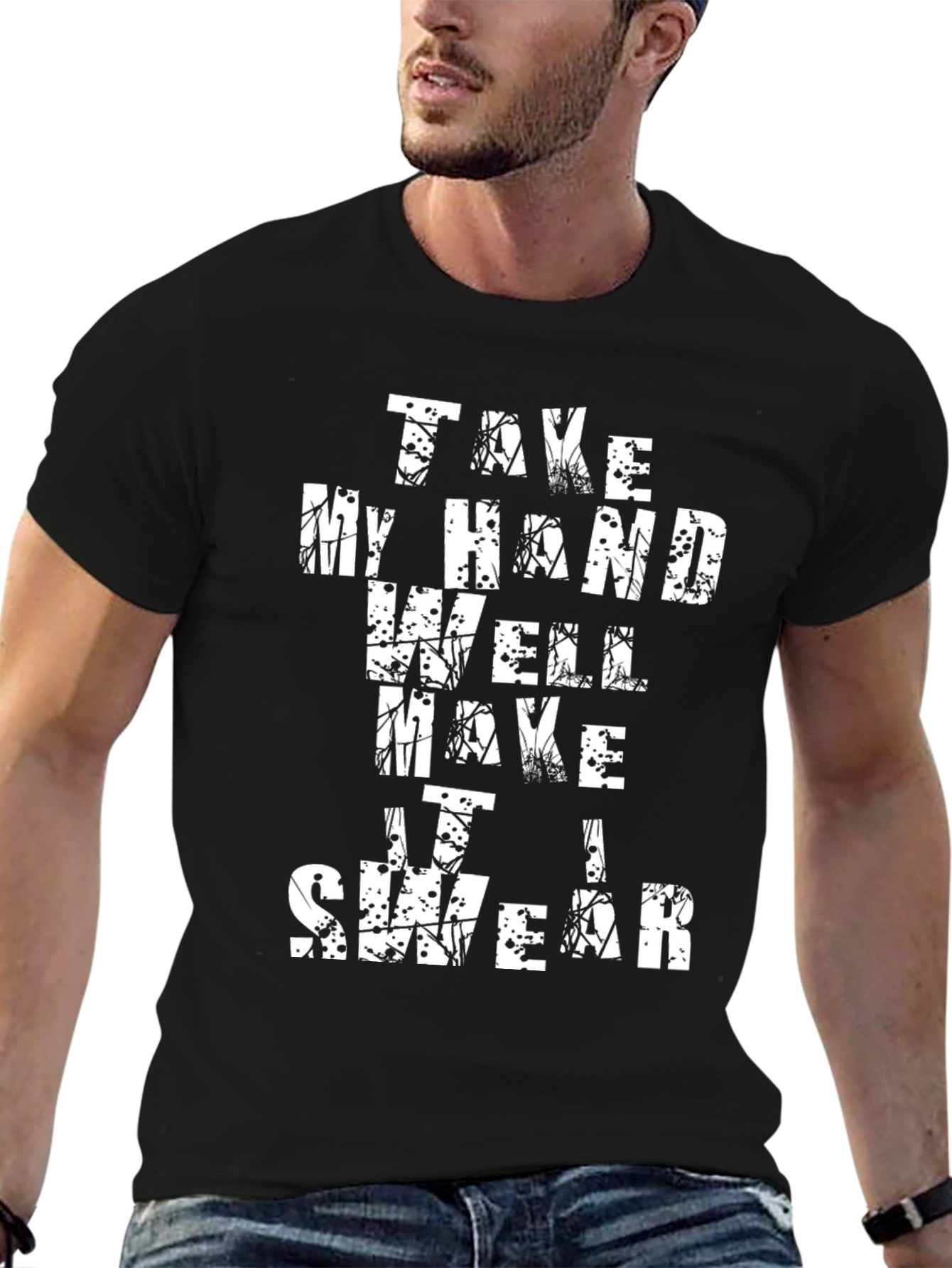 Take My Hand Graphic Tee - Stylish Black T-Shirt