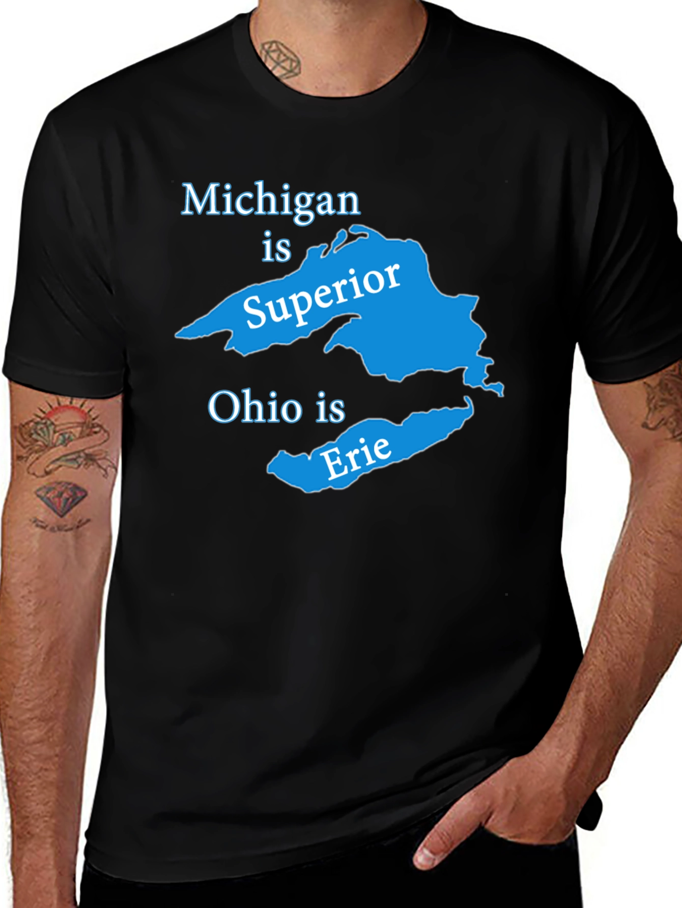 Michigan is Superior Ohio is Erie Graphic Tee