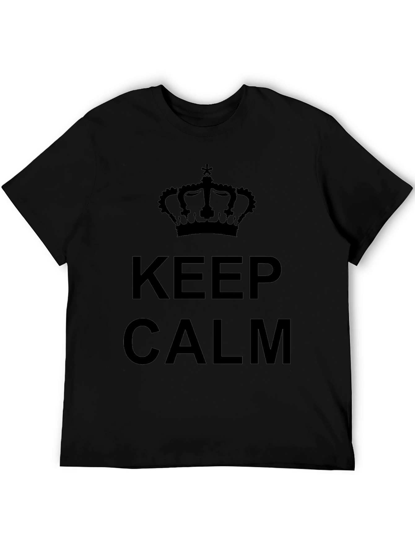 Keep Calm Crown Graphic Tee - Black Cotton T-Shirt