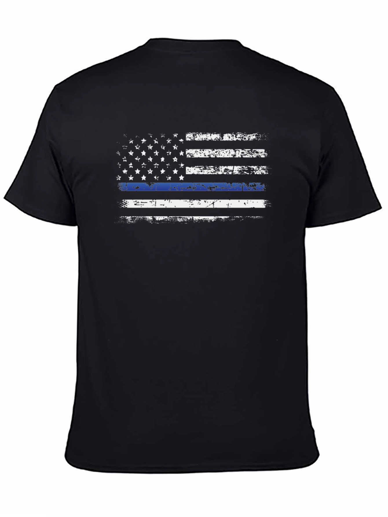 Thin Blue Line American Flag Black T-Shirt