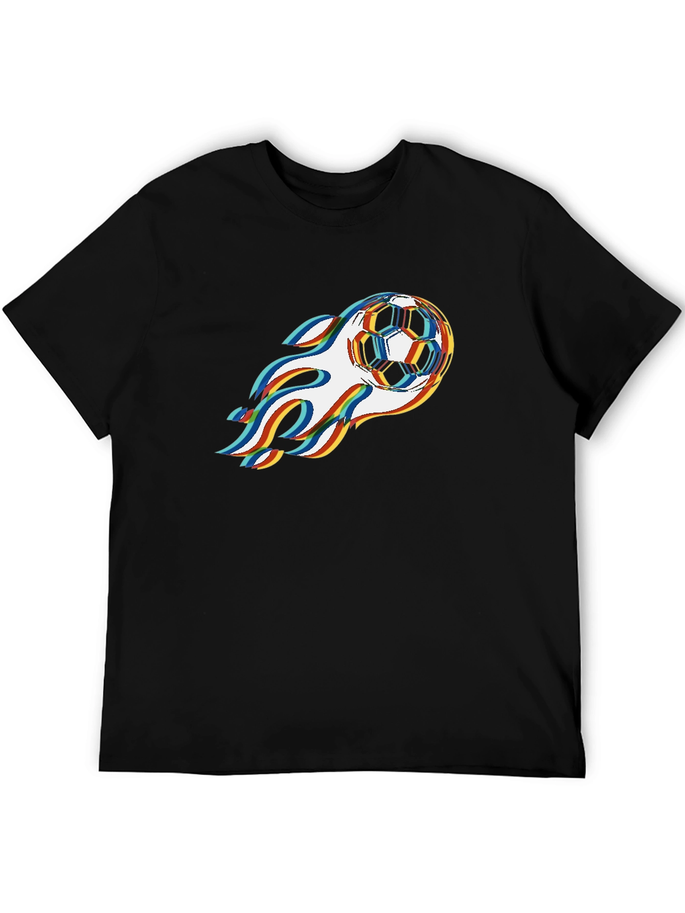 Flaming Soccer Ball Graphic Tee - Cool Sportswear