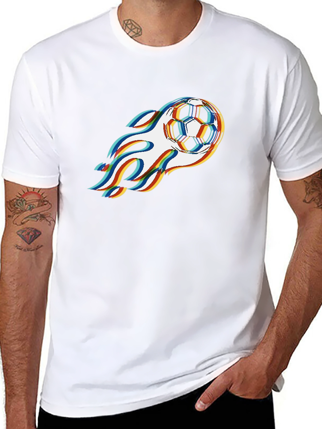 Flaming Soccer Ball Graphic Tee - Cool Sportswear