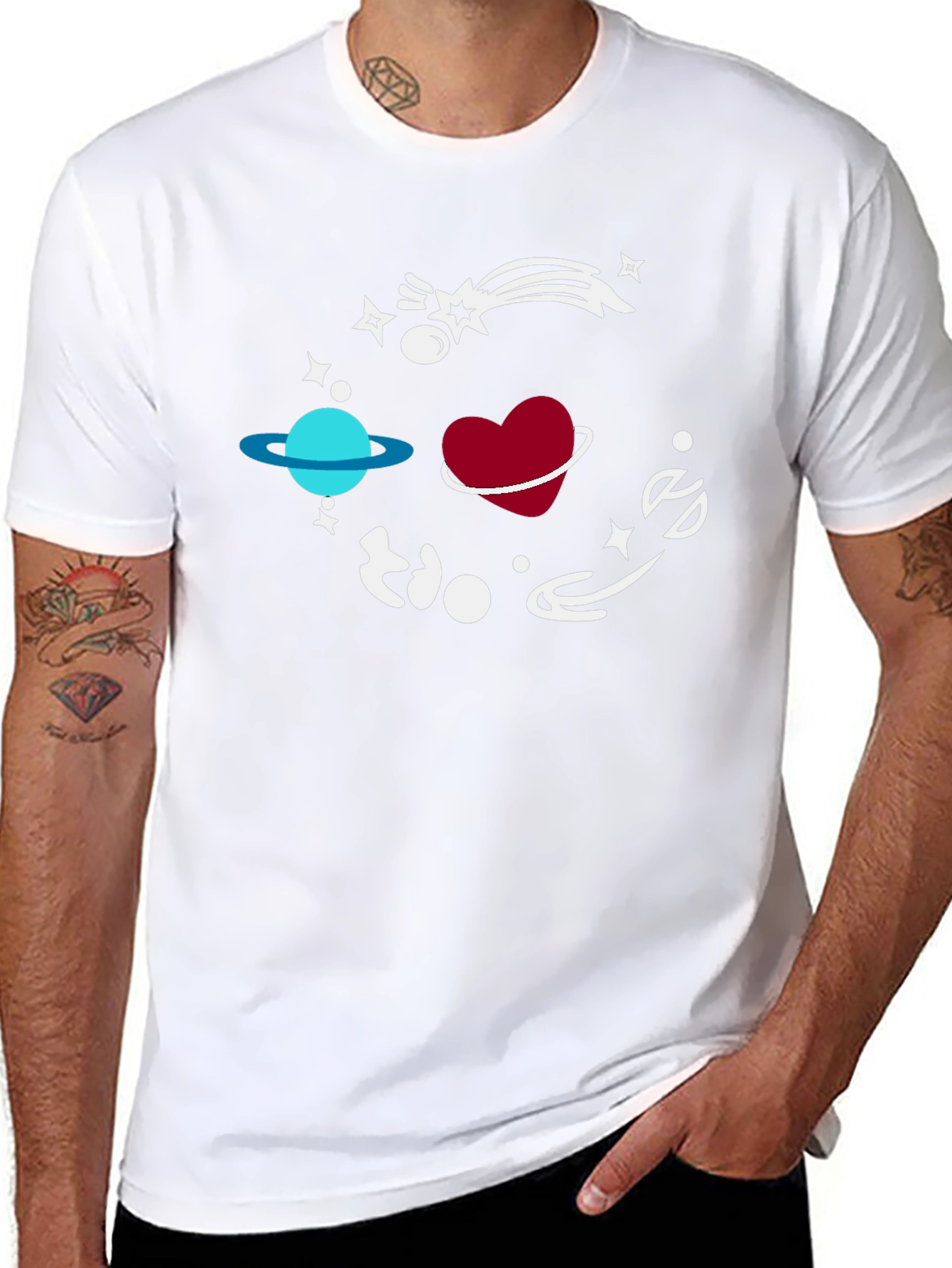 Space Heart Graphic Black T-Shirt