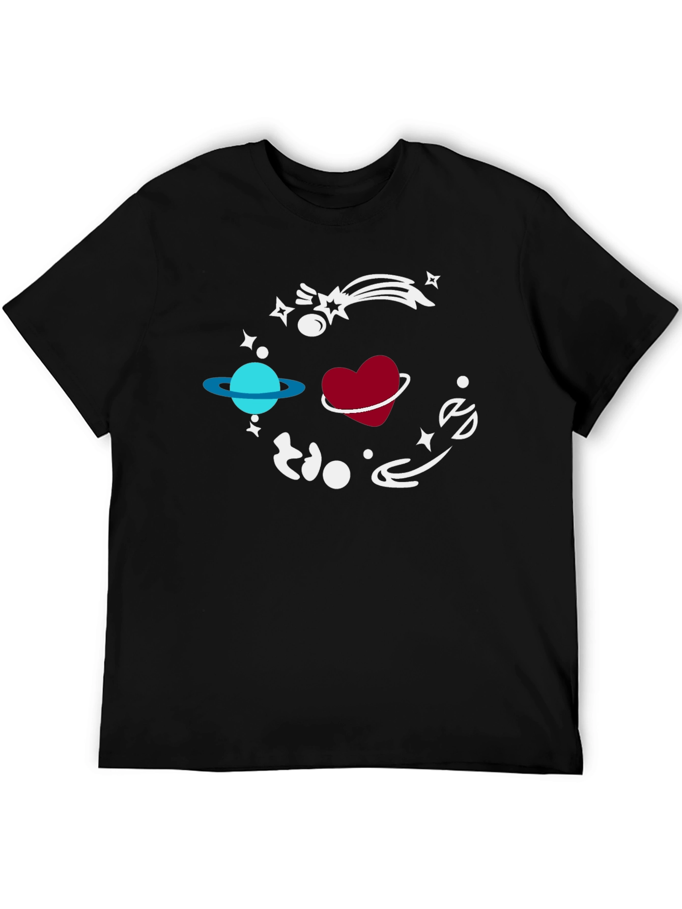 Space Heart Graphic Black T-Shirt