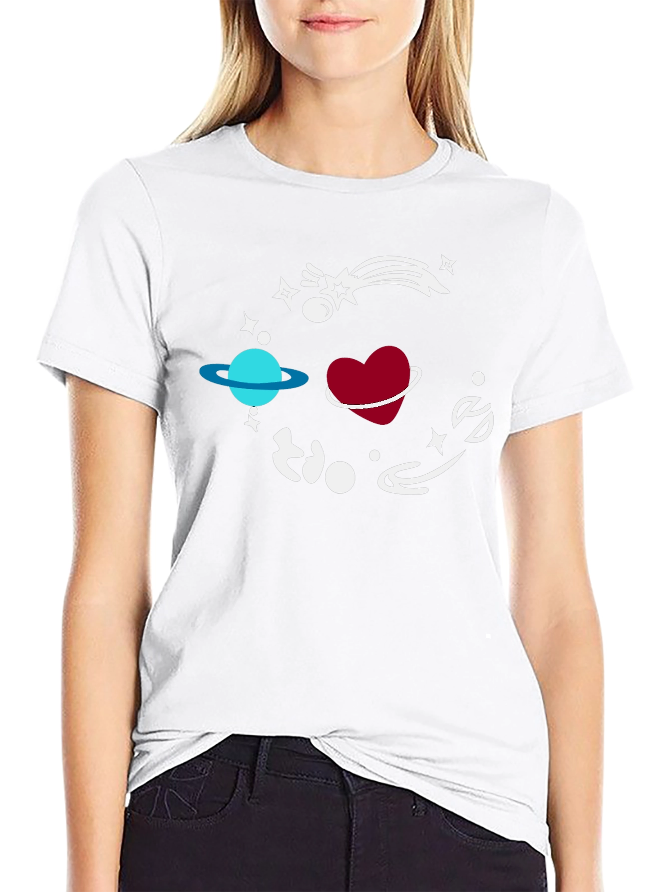 Space Heart Graphic Black T-Shirt