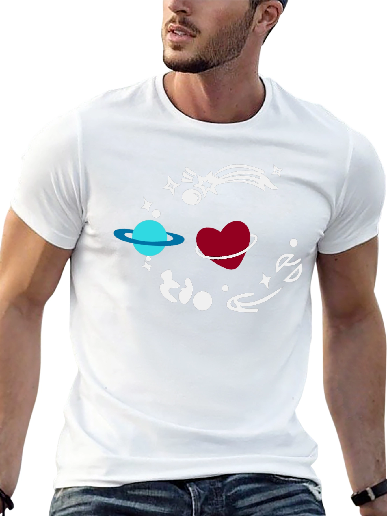 Space Heart Graphic Black T-Shirt