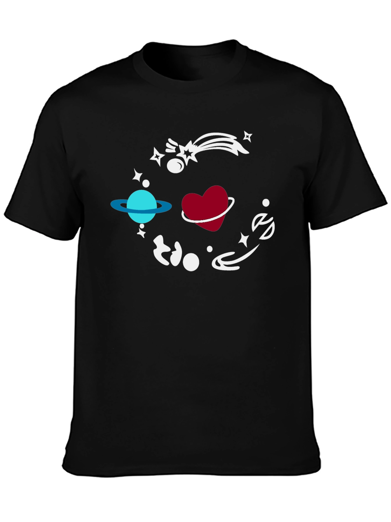 Space Heart Graphic Black T-Shirt